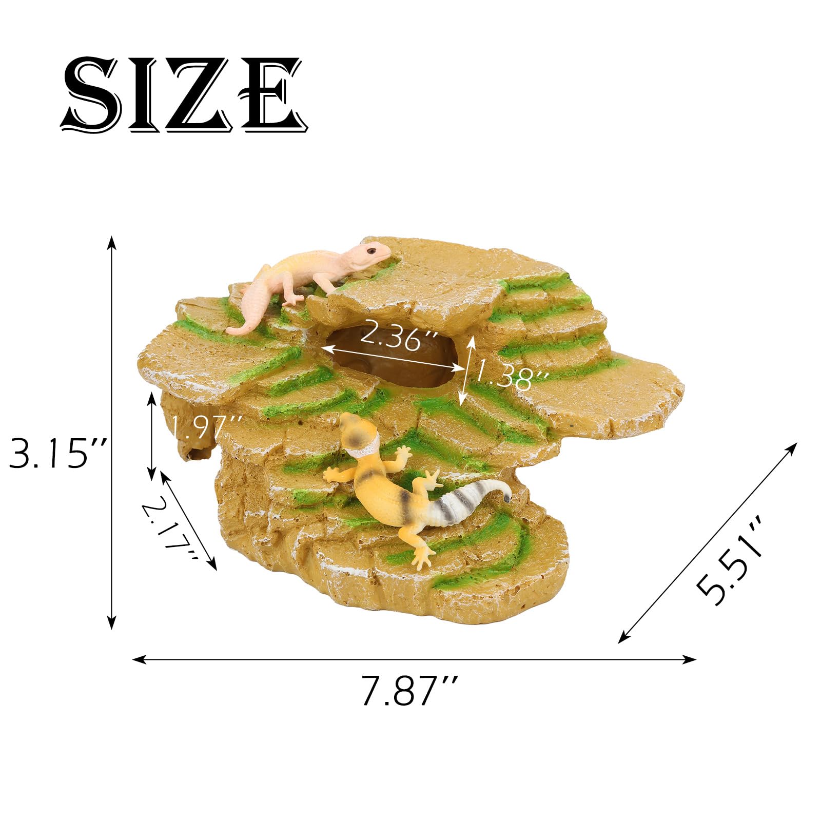 IBWell Bearded Dragon Hides and Caves Basking Rock Resin Hermit Crab Climbing Accessories for Habitat Yellow Aquarium Hiding Pla