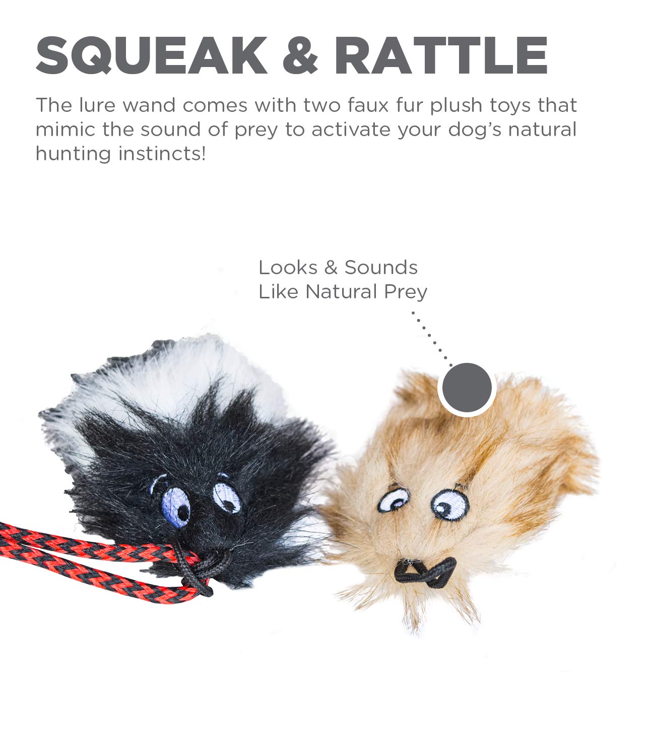 Outward Hound Tail Teaser Durable Dog Wand With Soft Plush Toys