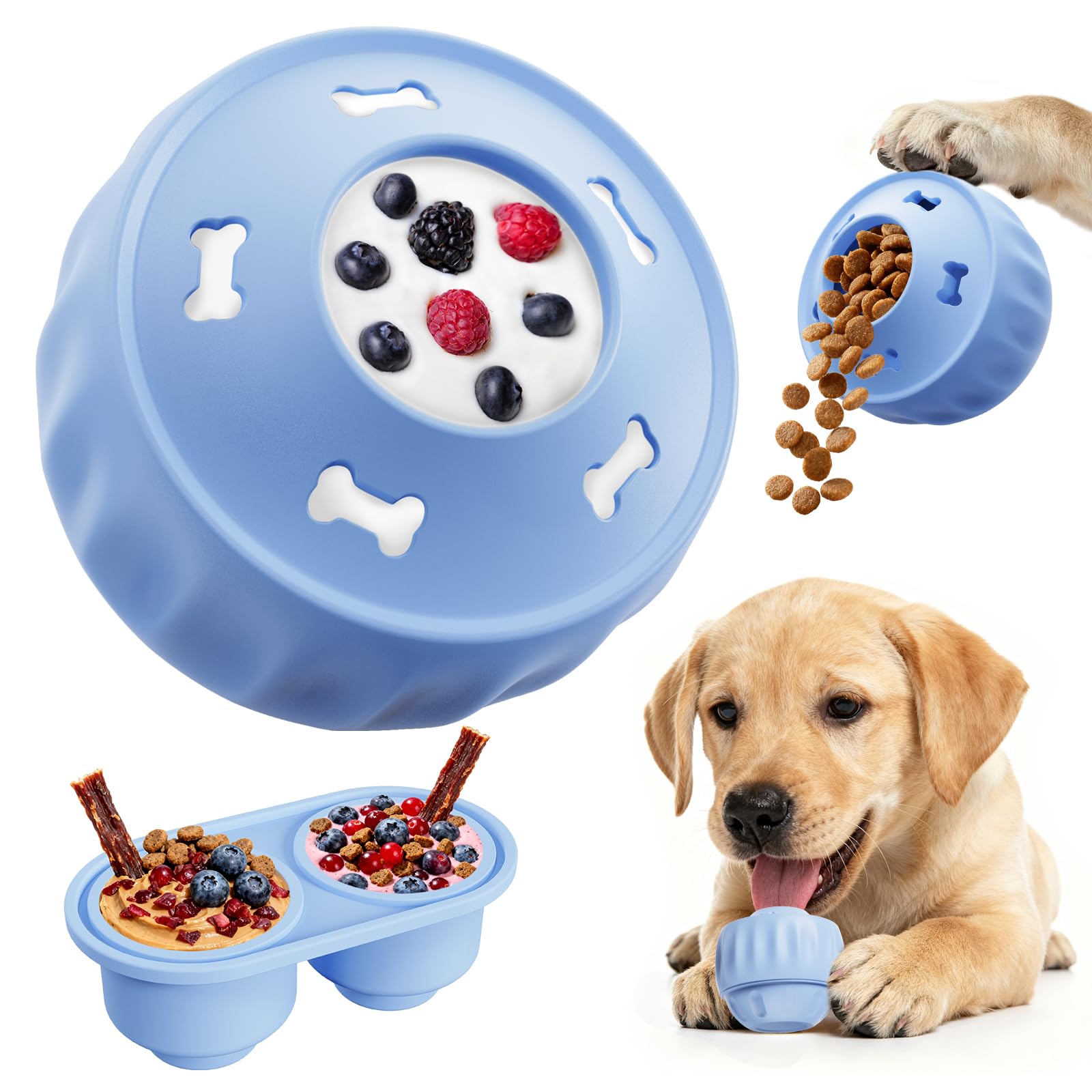 Huimpet Frozen Treat Dispensing Dog Toy, Long Lasting Interactive Dog Toys for Boredom, Dogs Licking Toy to Keep Them Busy, Birt