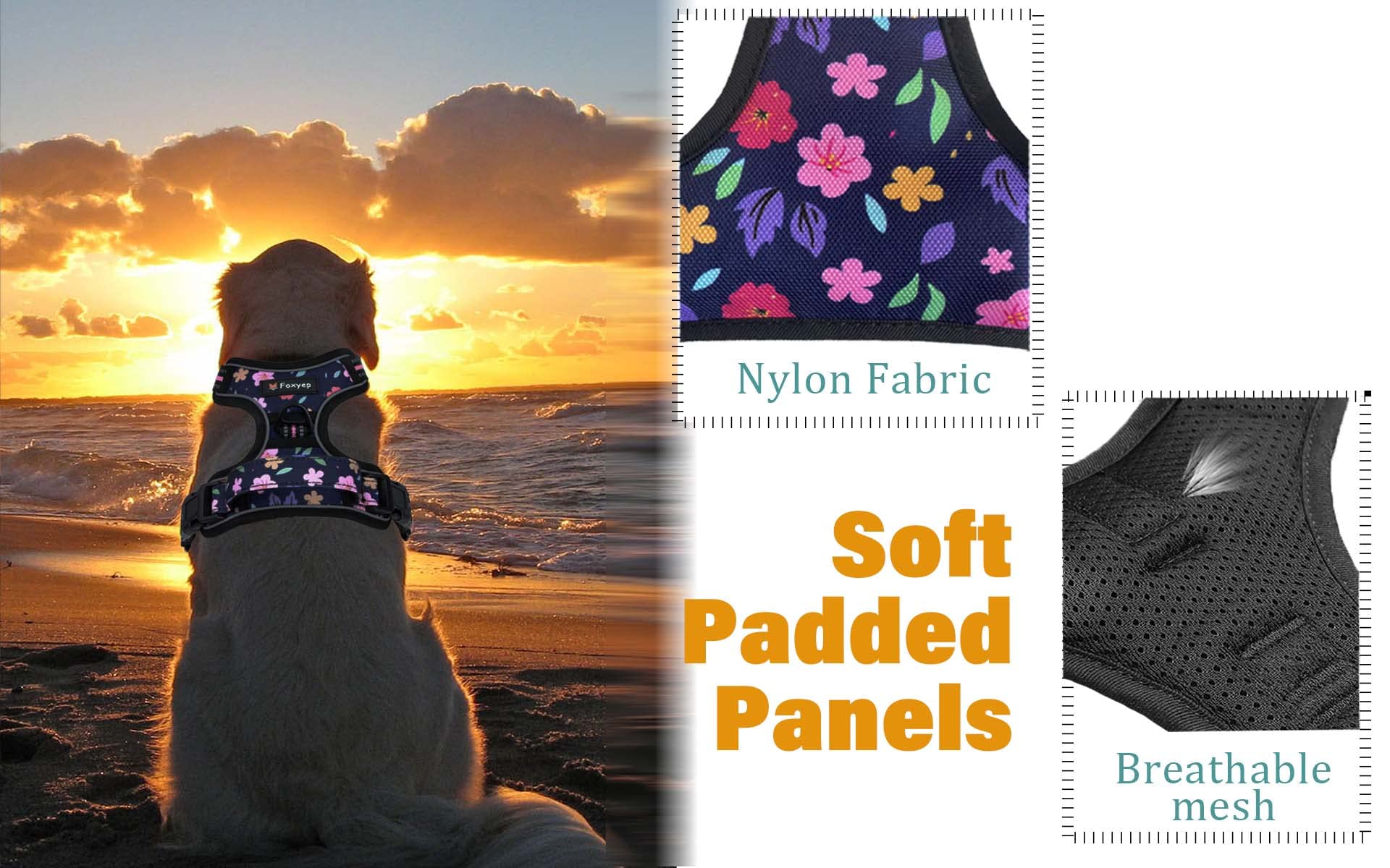 Foxyep No Pull Dog Vest Harness for Medium Dogs with Easy Control Handle Reflective Strap for Puppy Walking,Training, No-Choke B