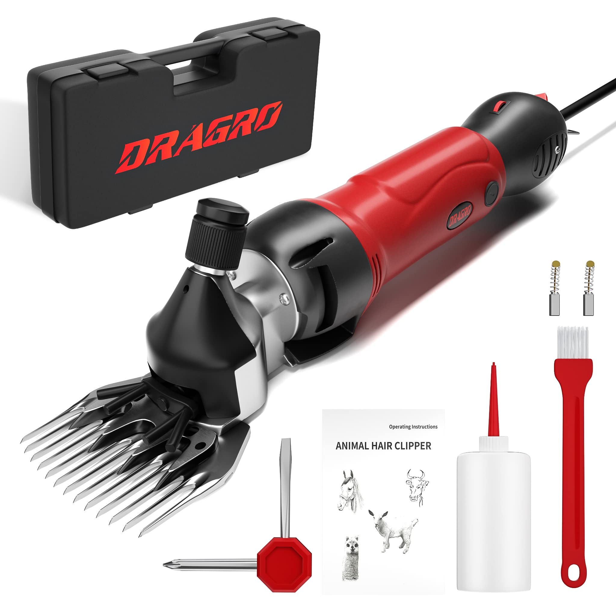 Dragro 2023 Upgraded Sheep Shears 500W, Professional Electric Sheep Clippers, Farm Livestock Grooming Kit, 6 Speed Heavy Duty Electric Shears For Thick Coat Animals