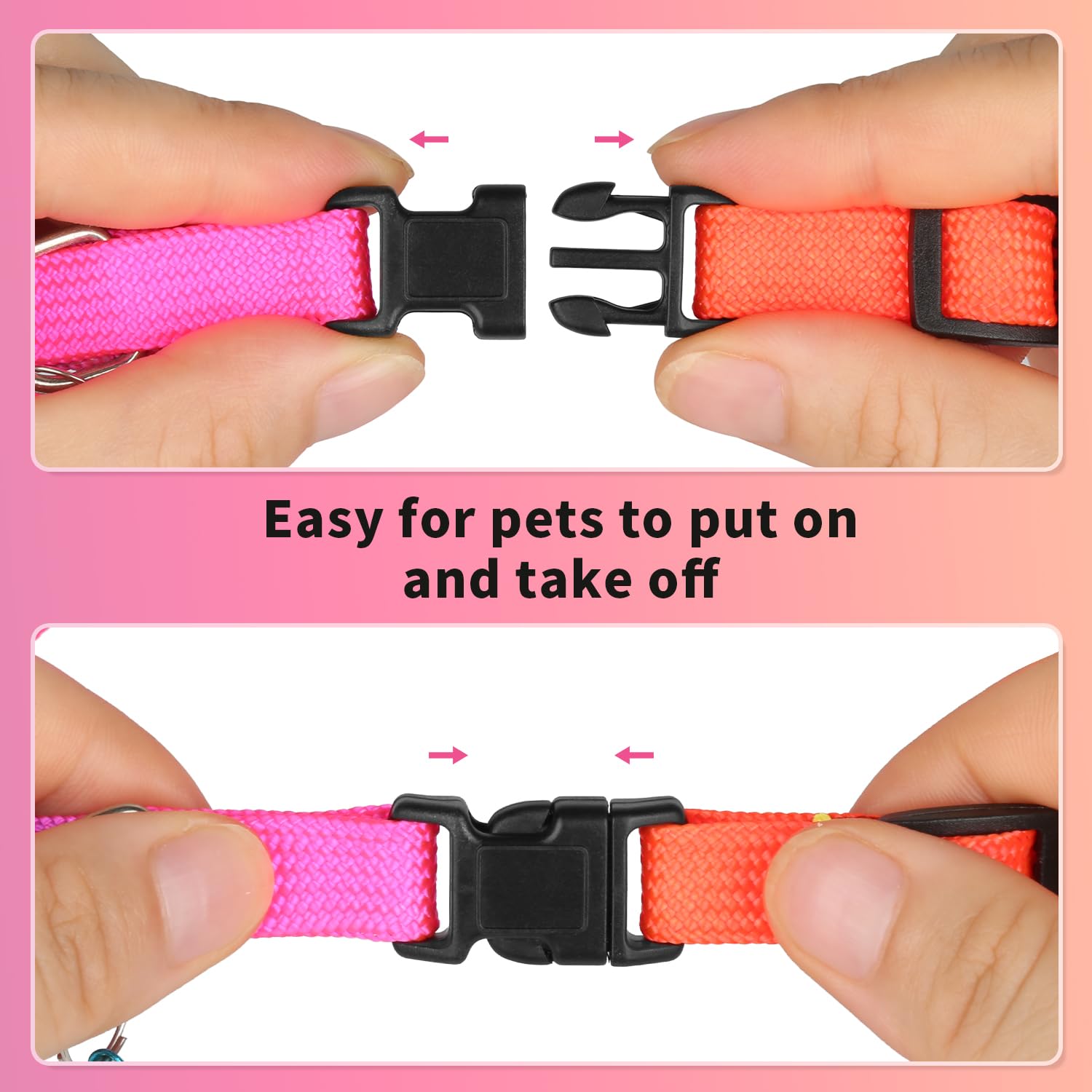Hypeety Personalized Rainbow Embroidered Kitten Cat Collar With Bell For Girl Boy Pet Cats And Puppy, Safety Buckle Kitten Colla