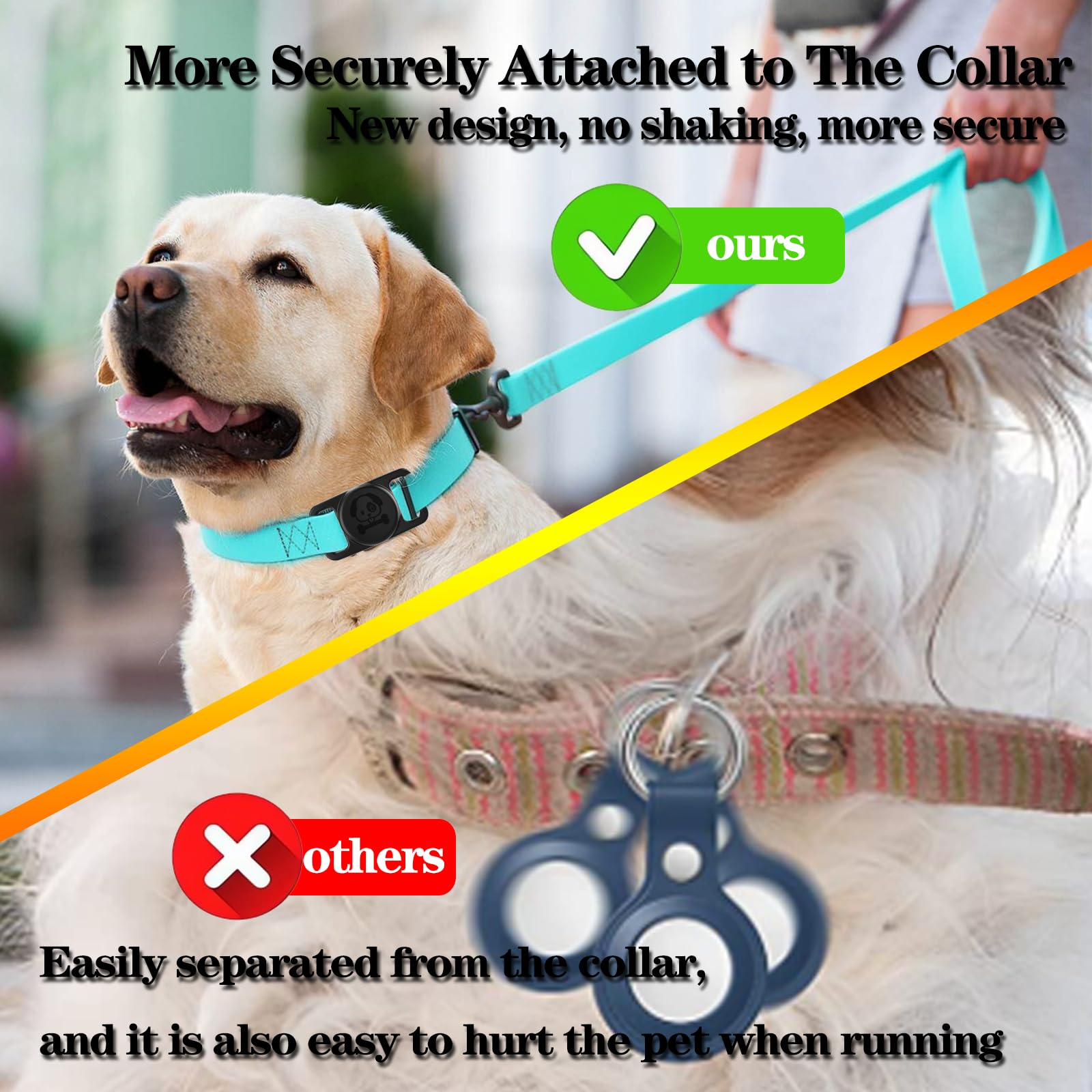 2 Pack Waterproof Airtag Dog Collar Holder Compatible With Apple Airtag, Silicone Hidden Loop Holder For Airtag Tracker, Anti-Lo