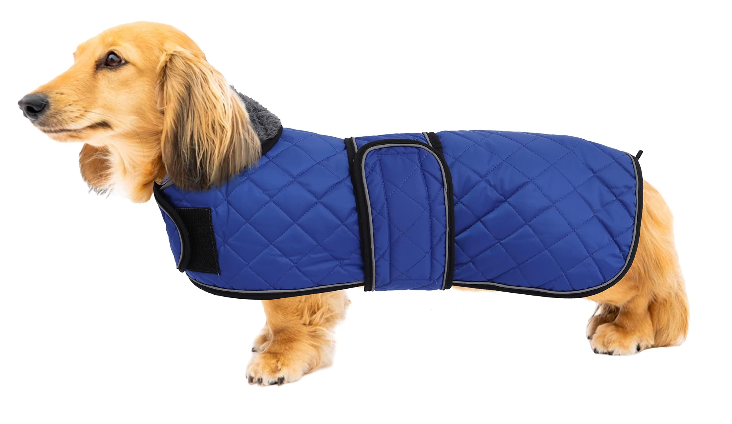 Geyecete Warm Thermal Quilted Dachshund Coat, Dog Winter Coat With Warm Fleece Lining, Outdoor Dog Apparel With Adjustable Bands