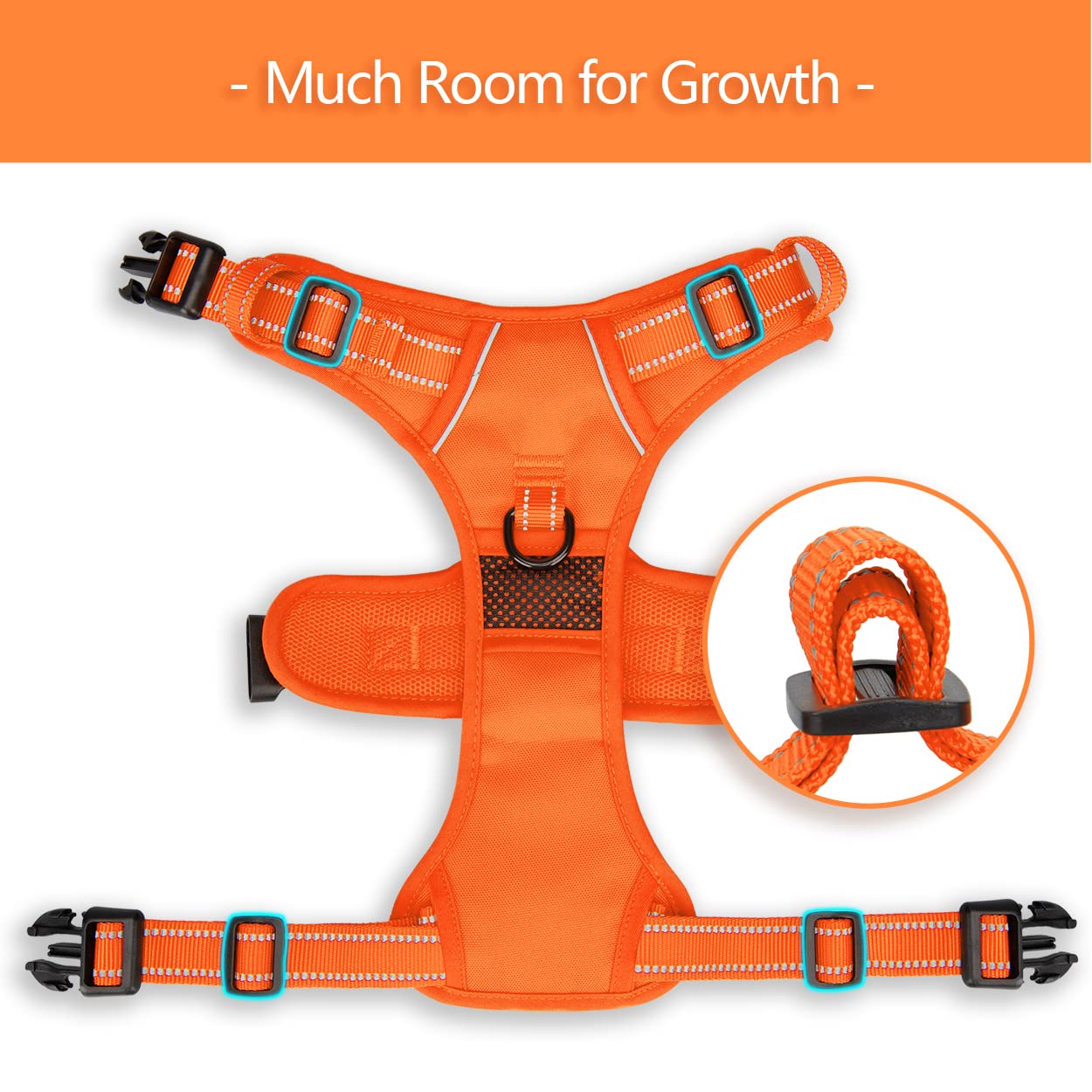 Poypet No Pull Dog Harness, No Choke Reflective Dog Vest, Adjustable Pet Harnesses With Easy Control Padded Handle For Small Medium Large Dogs(Orange Matching Trim,S)