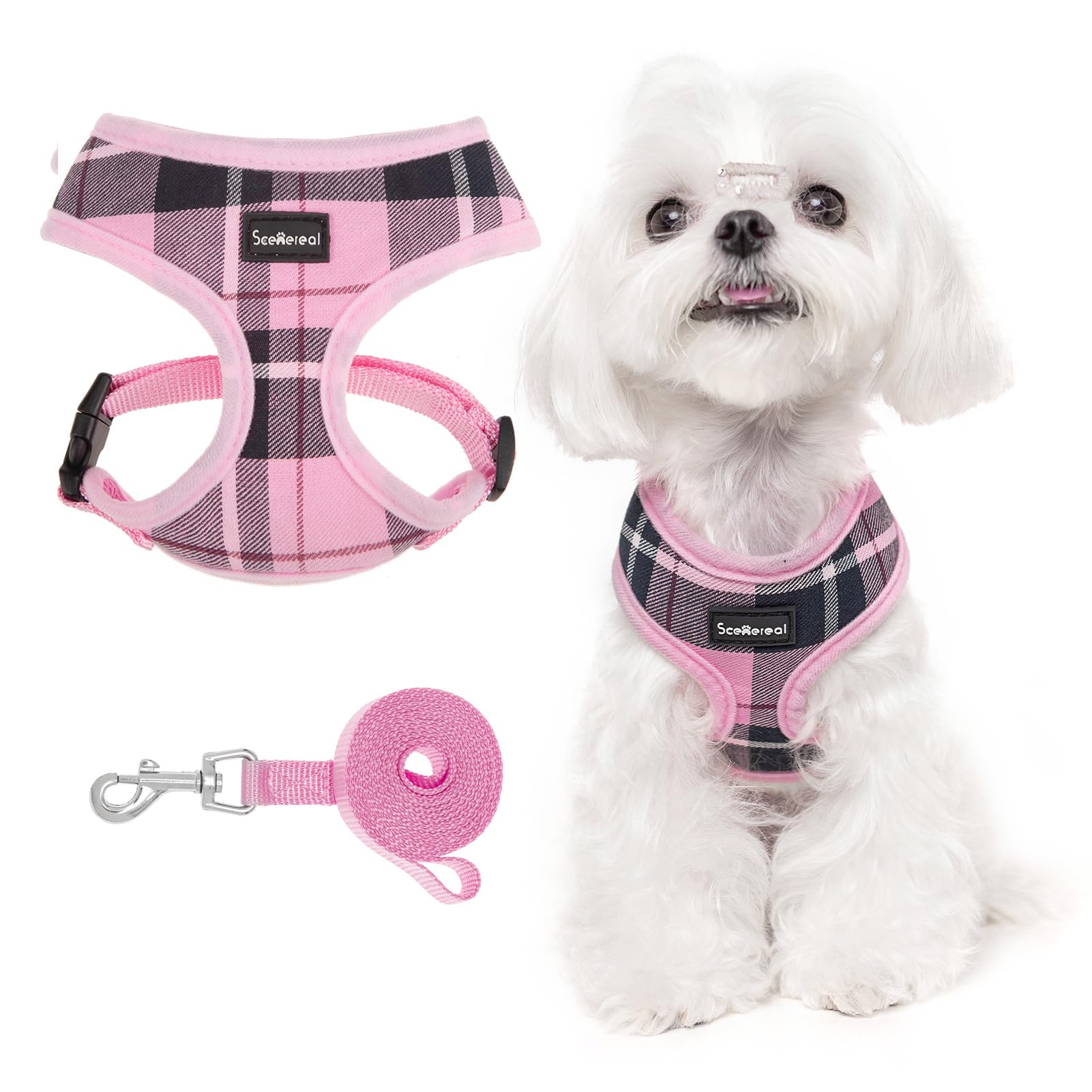 Scenereal Puppy Harness And Leash Set - Soft Mesh No Pull Vest Small Dog Padded Harness For Puppies & Cats