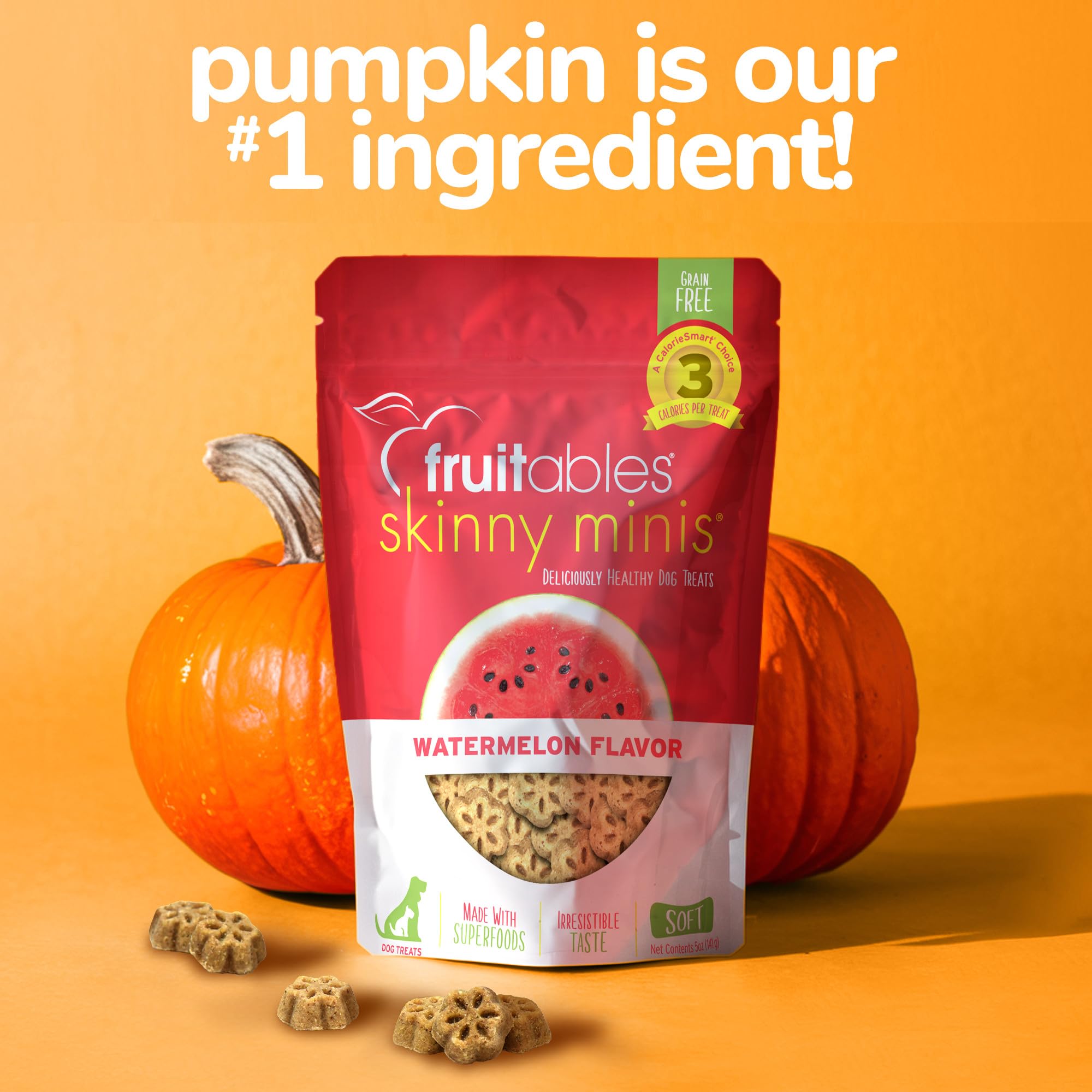 Fruitables Skinny Mini Dog Treats - Healthy Treats for Dogs - Low Calorie Training Treats - Free of Wheat, Corn and Soy - Waterm