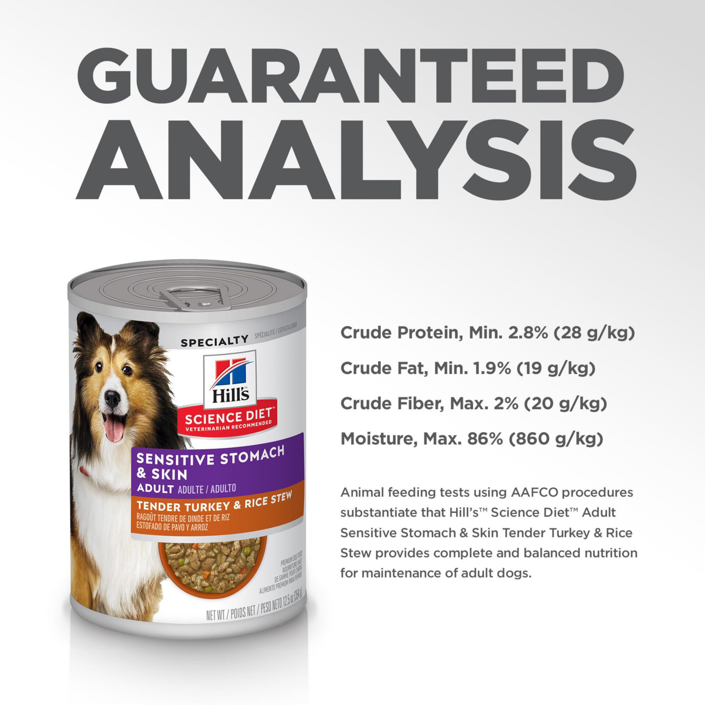 Hills Science Diet Sensitive Stomach & Skin, Adult 1-6, Stomach & Skin Sensitivity support, Wet Dog Food, Turkey & Rice Stew, 1