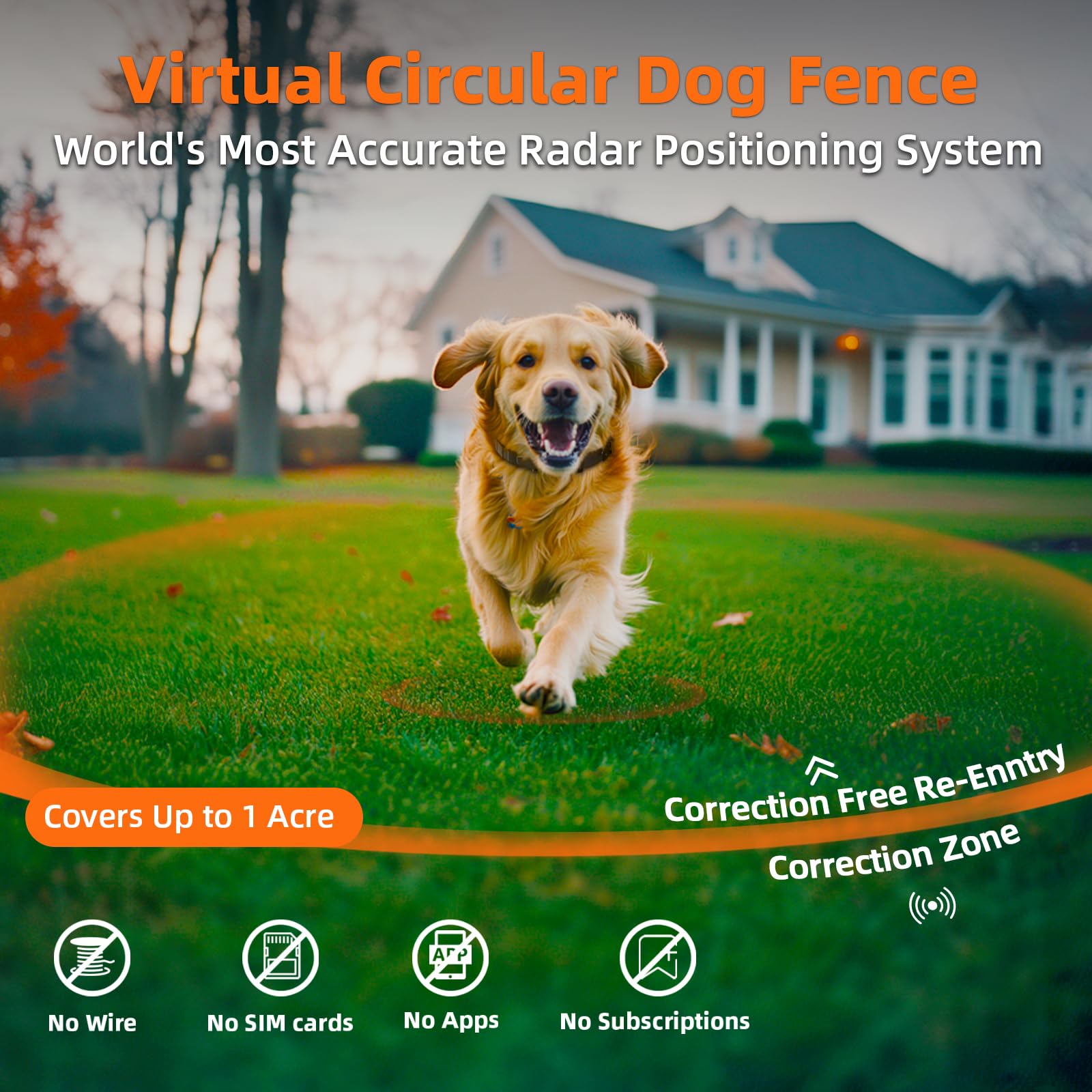 2025 Upgraded Wireless Dog Fence, Dog Training, No-Go Zone, 3-In-1 Precision Radar Electric Fence For Dogs, Coverage Up To 1 Acr