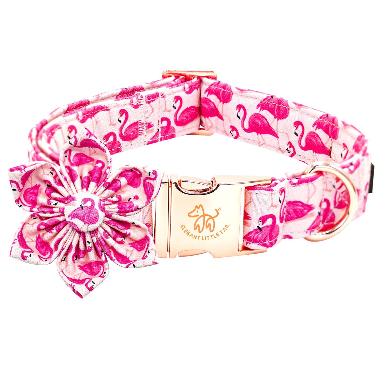 Elegant Little Tail Dog Collar- Cute Pink Dog Collar With Flower For Large Dogs, Female Adjustable Cotton Summer Pet Flower Pupp