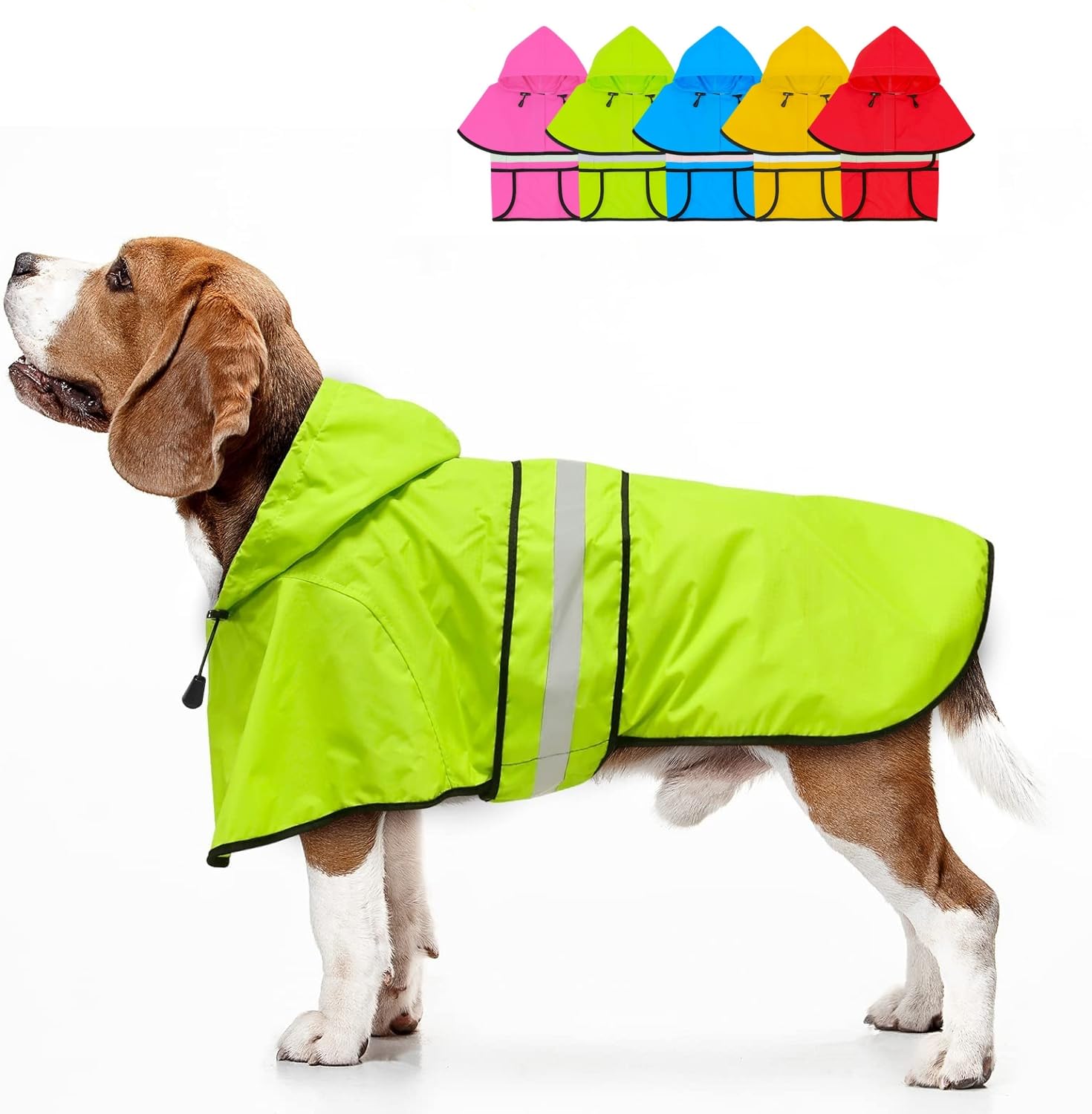 Dolitego Hooded Dog Raincoat - Reflective Dog Rain Jacket Lightweight Dog Rain Coat Dog Phocho For Small Medium Large Dogs (Small, Green)