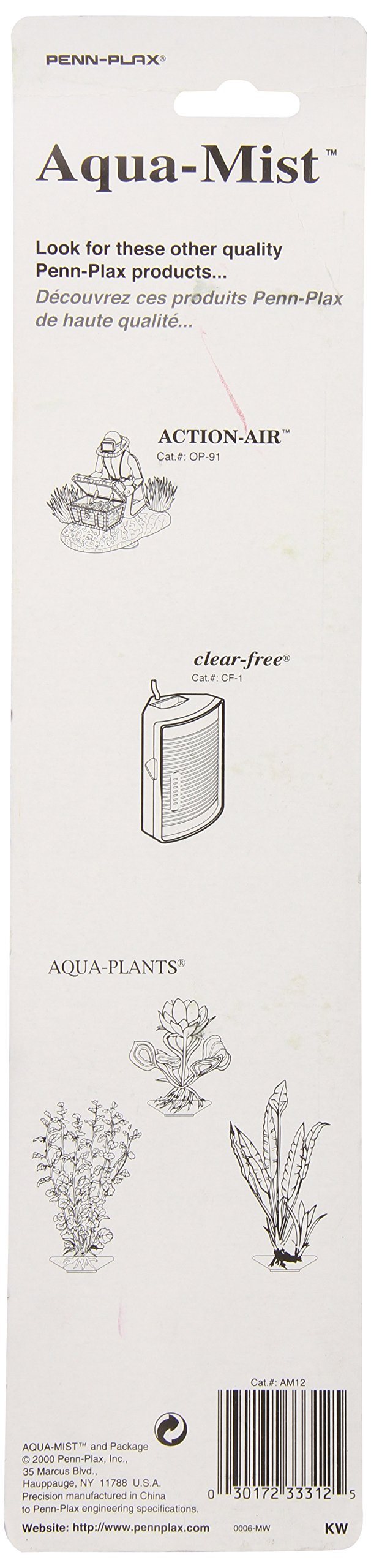 Penn-Plax Aqua Mist Air Stone Bar Aerator For Fish Tank, 12-Inch