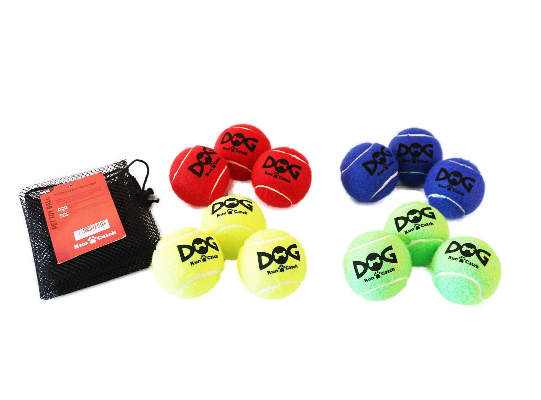 Insum Tennis Ball For Dog Pack Of 12 Colorful Easy Catching Pet Dog Ball (2.5Inch-4Colors)