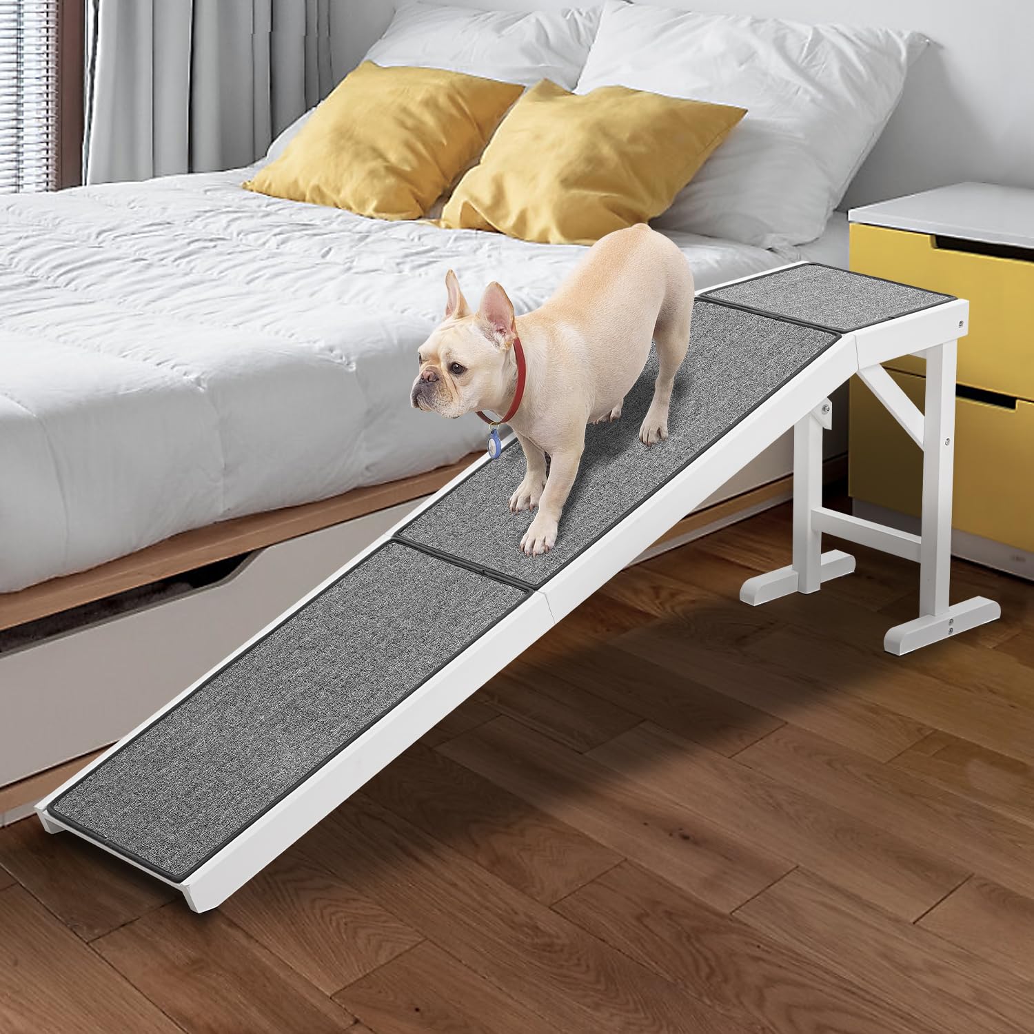 Mewang Dog Ramp For Bed - Pet Ramp For Dogs With Non-Slip Carpet And Top Platform - 74'' Long Dog Ramps For Small Dogs Medium Do