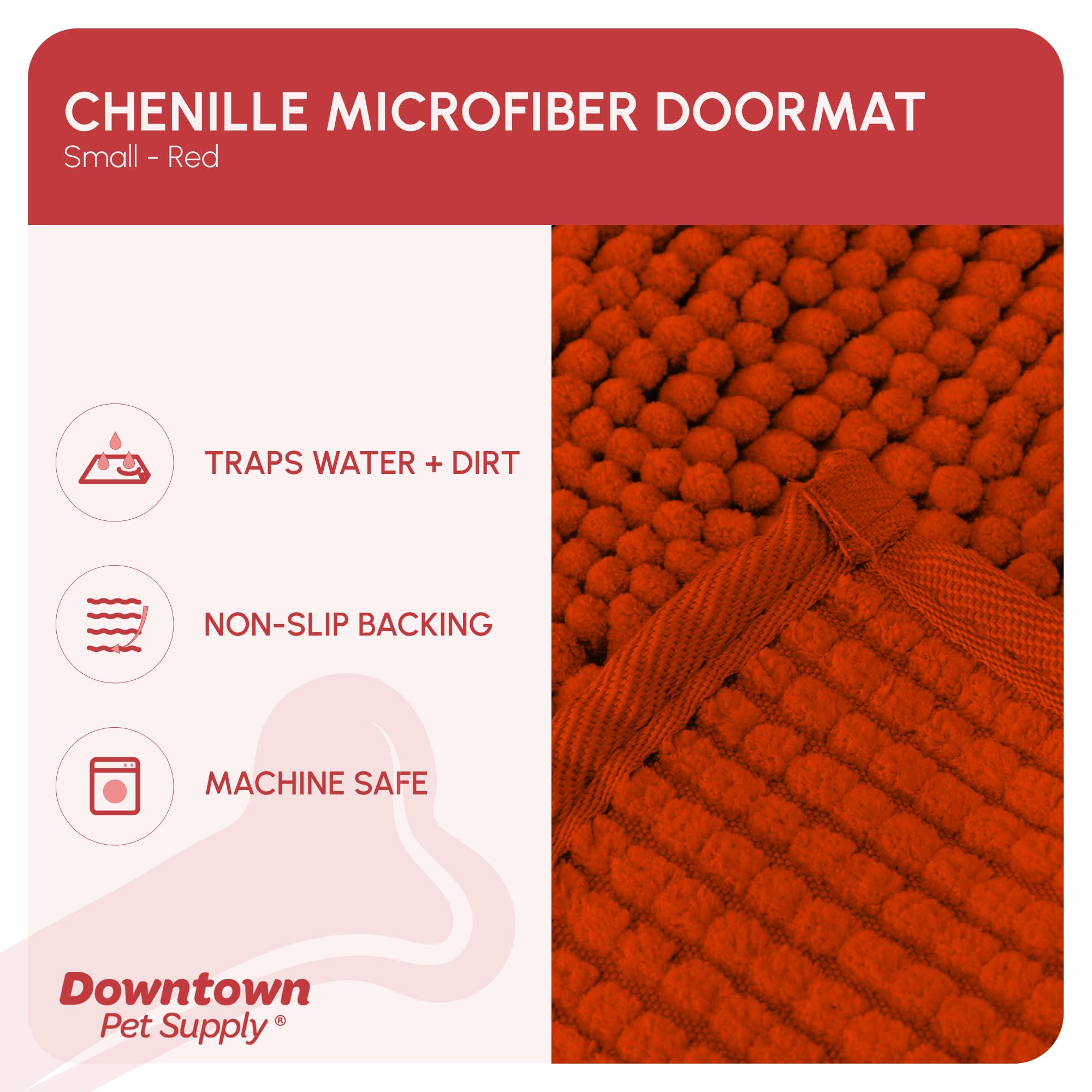 My Doggy Place Microfiber Dog Mat for Muddy Paws, 18 x 24 Red - Absorbent and Quick-Drying Dog Paw Cleaning Mat, Washer and Drye