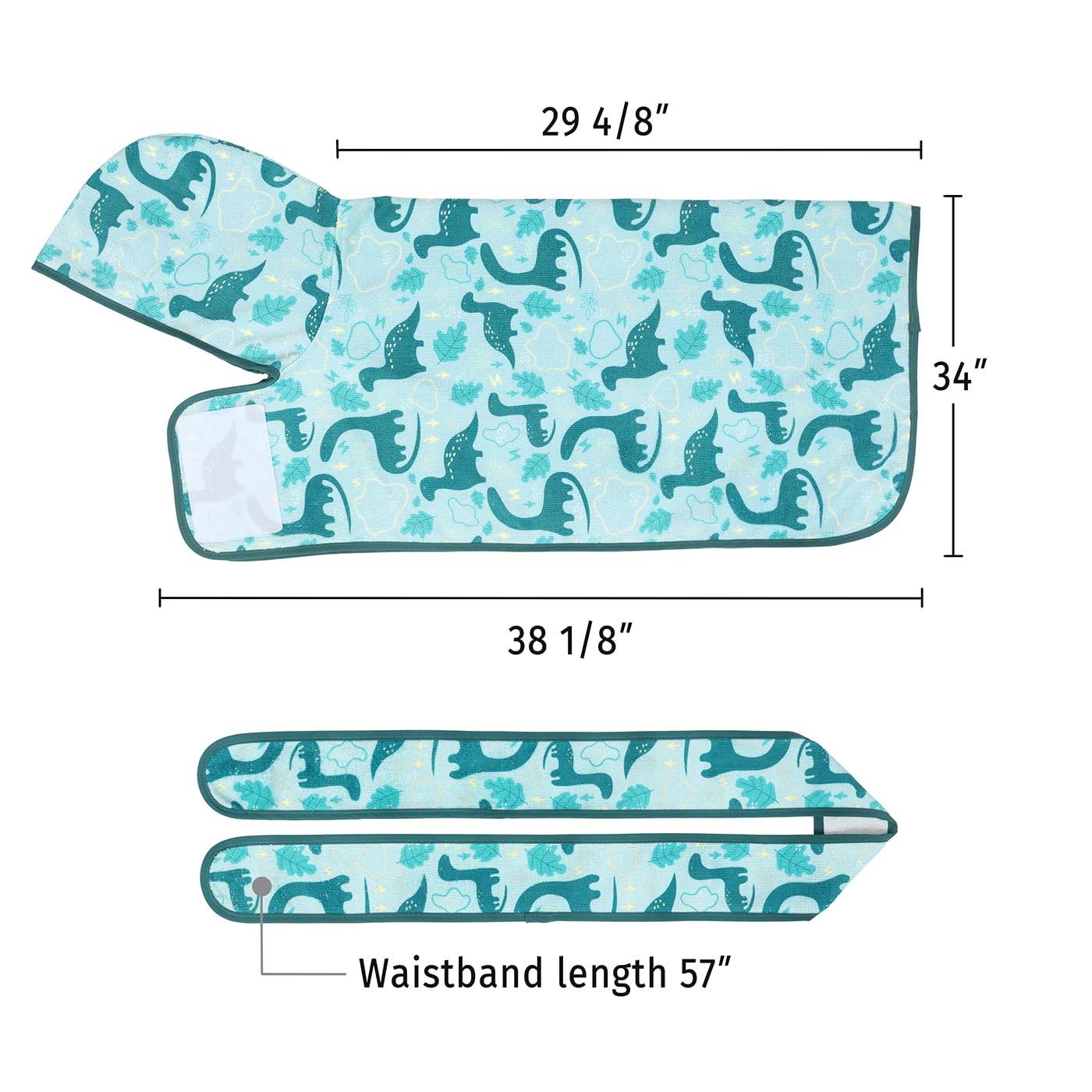 Hde Dog Bathrobe Super Absorbent Quick Drying Towel With Hood For All Dog Breeds Sizes S-Xxl - Dinosaurs - Xxl
