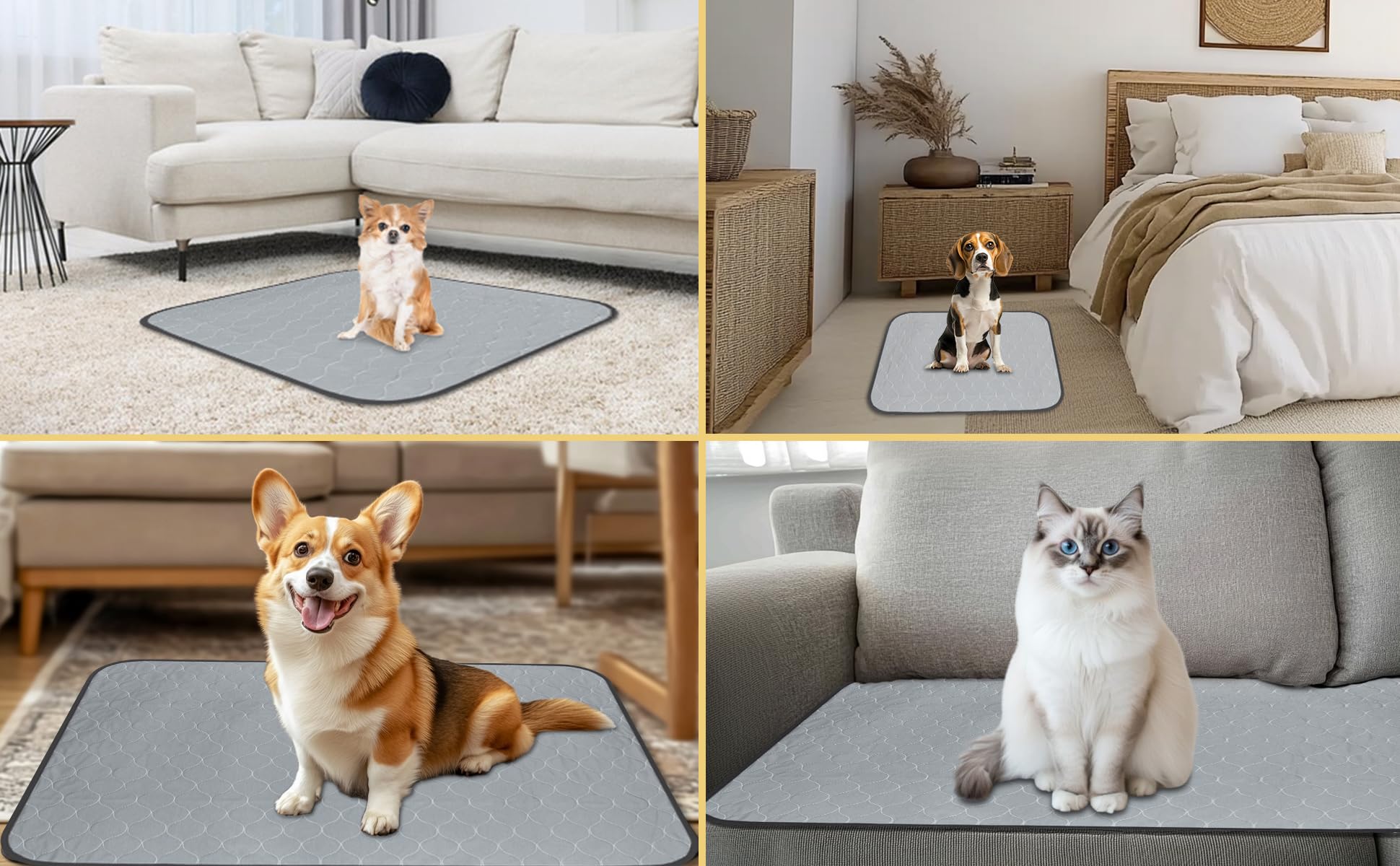 Dahapyboo Extra Large Washable Pee Pads For Dogs,4 Pack Reusable Puppy Pads For Dogs,65X48 Non-Slip Waterproof Pet Training Pads