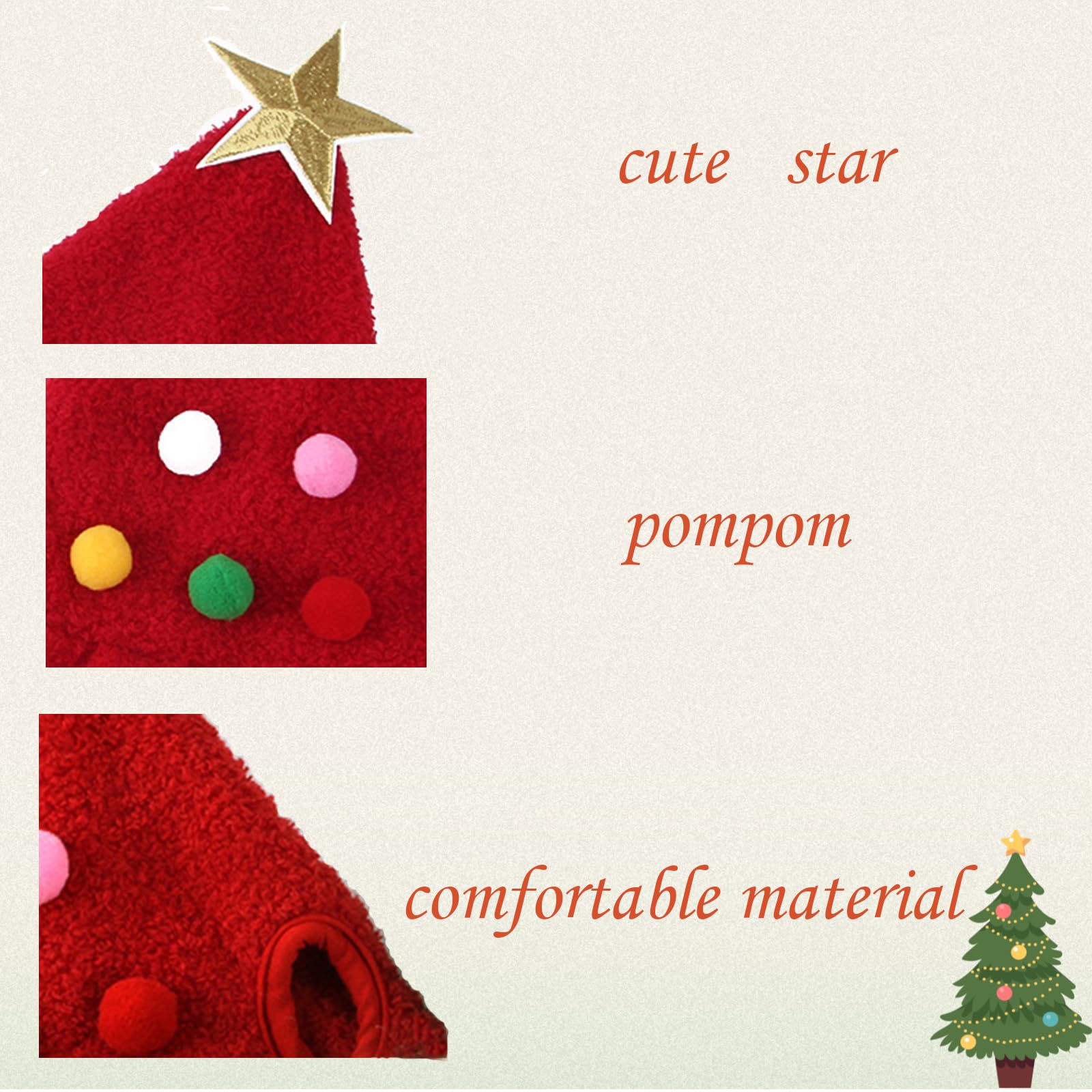 Bobo Rainbow 1Pc Dog Christmas Day Costume - Dog Cat Christmas Day Pet Hat Adjustable Headpiece Hat With Star And Pompoms Pet Re