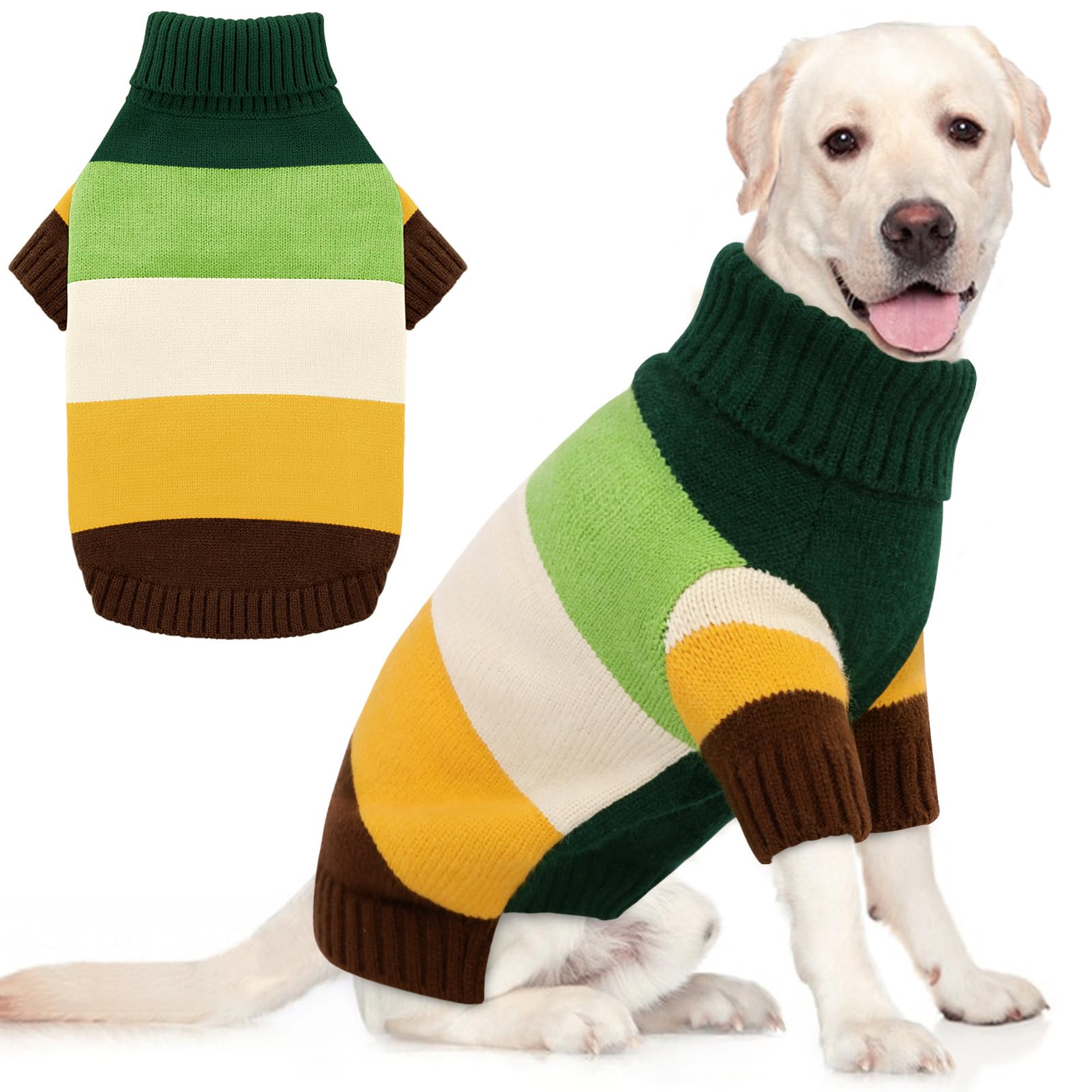 AOFITEE XXL Dog Sweater, Turtleneck for Large Breed, Stretchy Christmas Sweater, Warm for Fall Winter, Golden Retriever, Weimar 