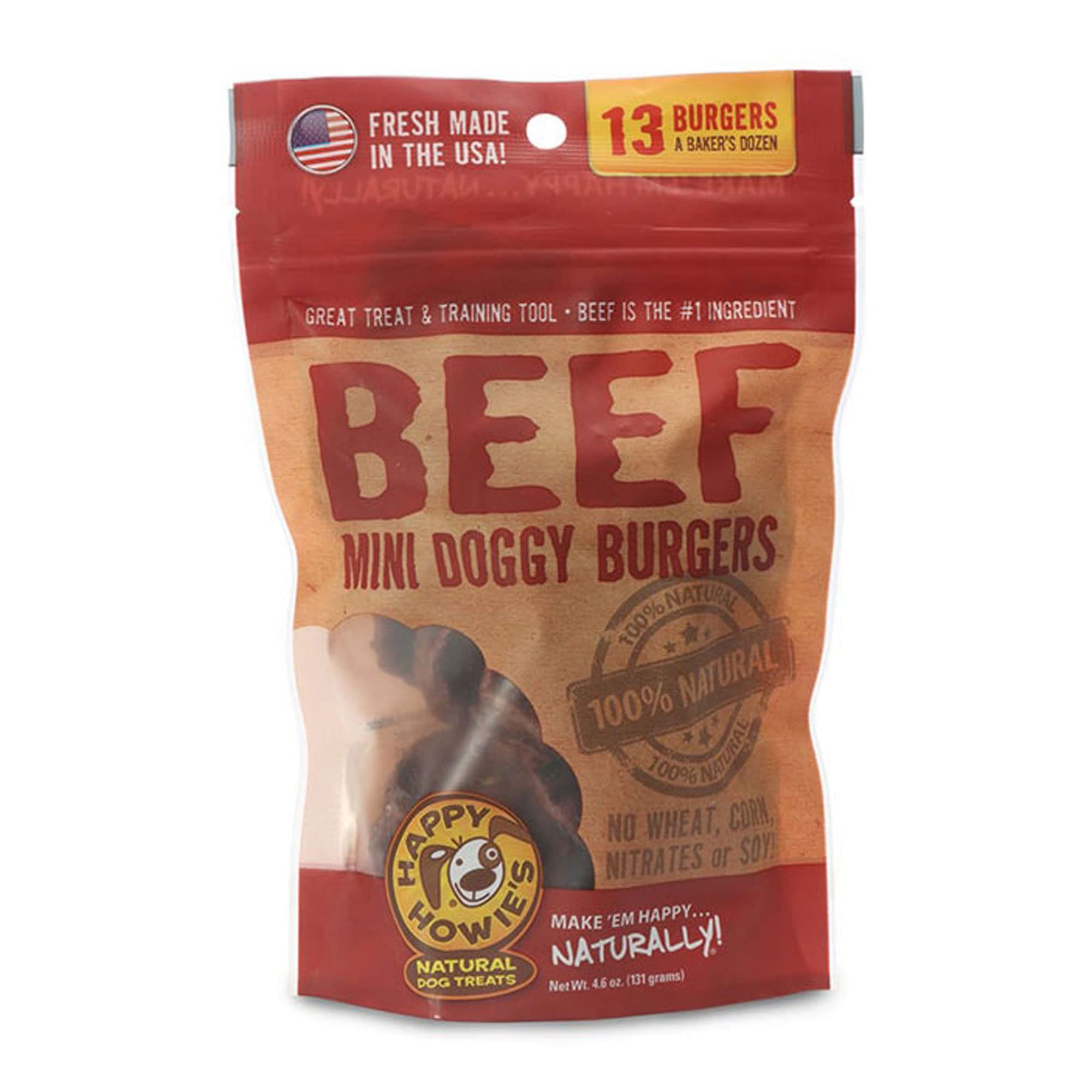 Happy Howies Natural Dog Treats - Healthy Dog Treats Made in The USA, Made with Real Beef & Natural Ingredients, Hormone Free, 