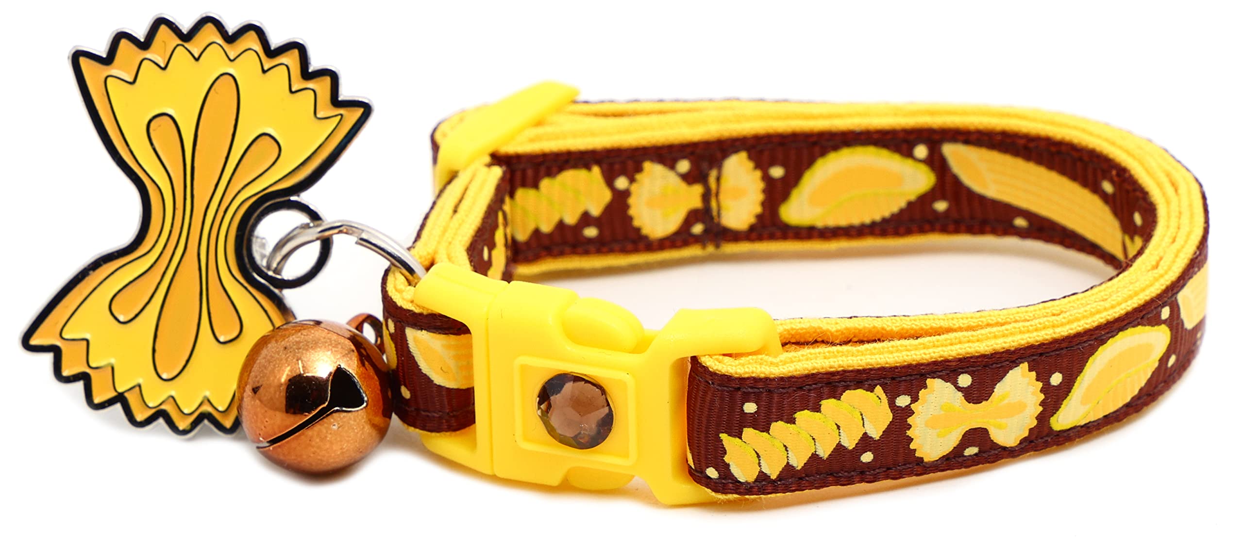 Noodle Cat Collar - Safety - Breakaway - Charm And Bell - Pugs2Persians (Small(10 Lbs & Less), Brown)