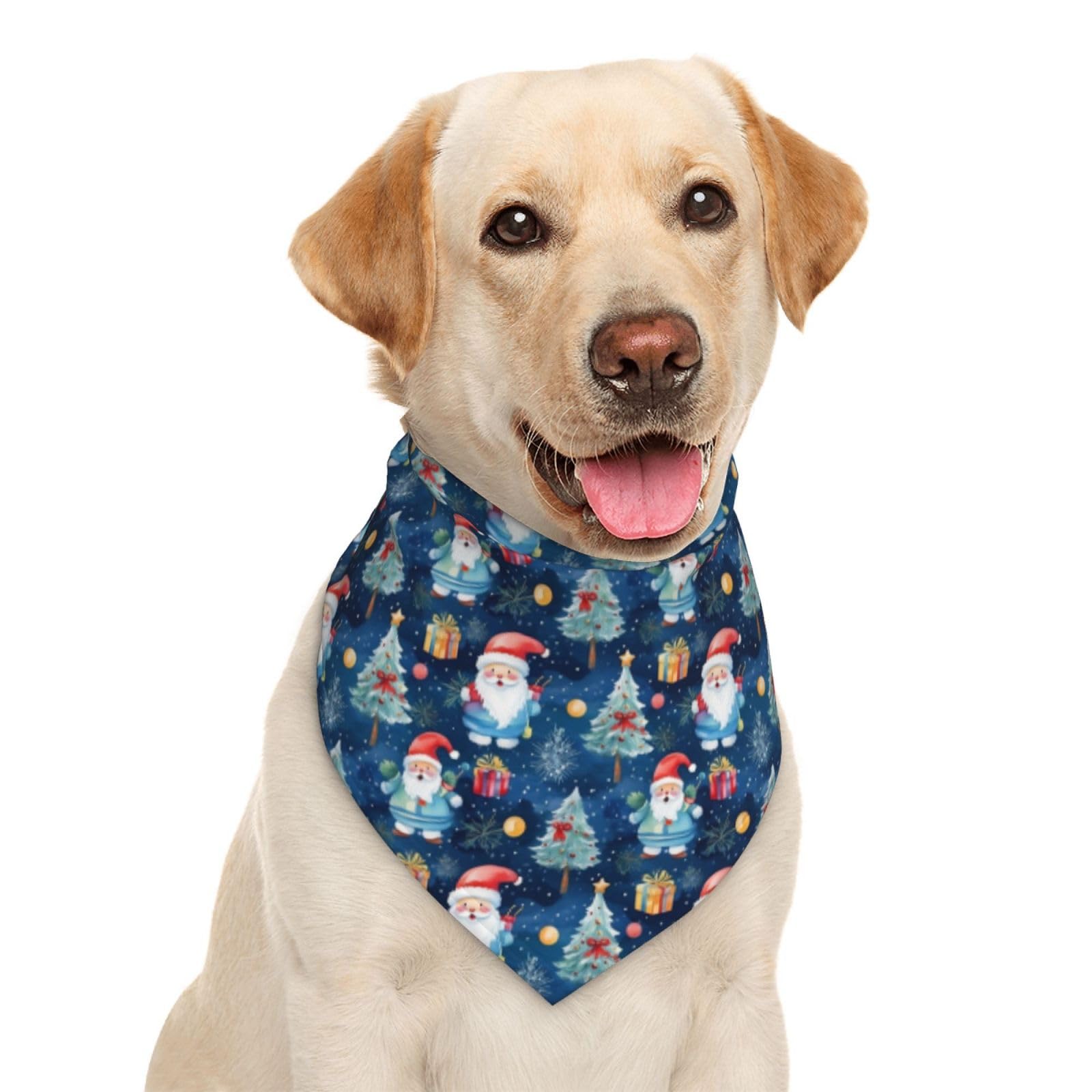 Merry Christmas Santa Claus Tree Gift Blue Dog Bandana Scarf Triangle Bibs Pet Accessories Cat Kerchief