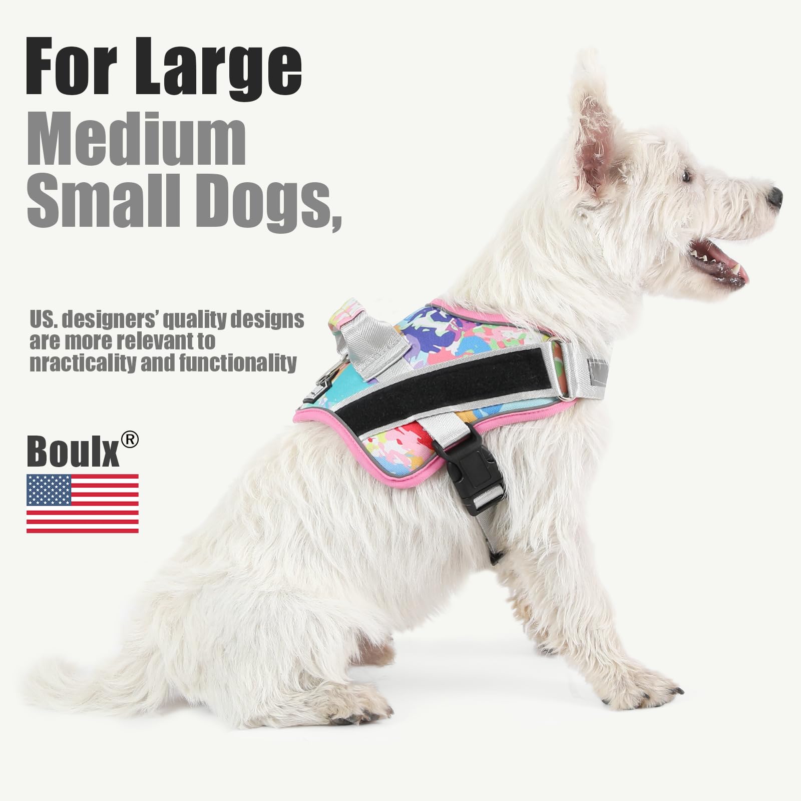 Bolux Dog Harness, No-Pull Reflective Dog Vest, Breathable Adjustable Pet Harness With Handle For Outdoor Walking - No More Pulling, Tugging Or Choking (X-Small (Pack Of 1), Oilpainting)