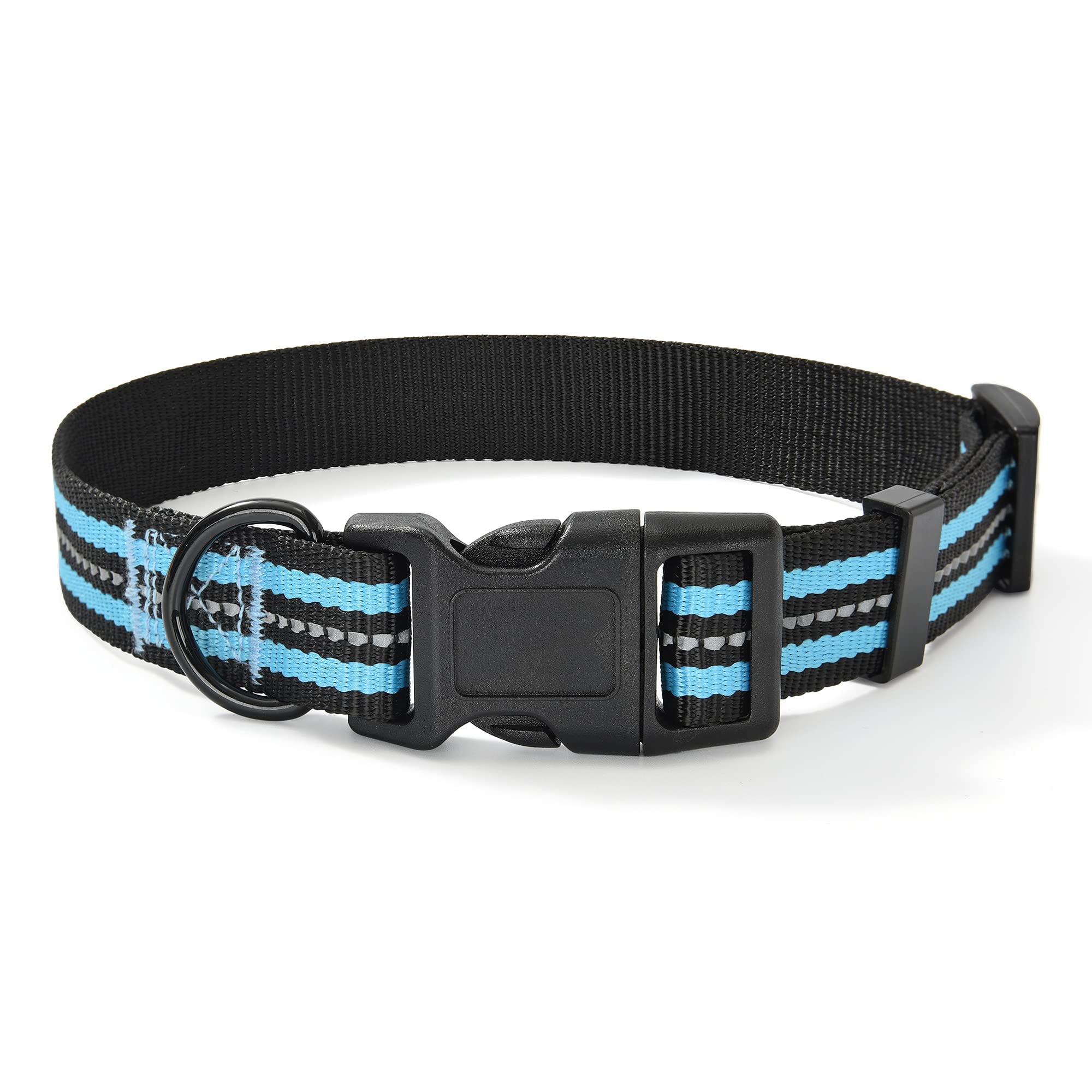 Mile High Life Reflective Dog Collar | Nylon Pet Collars Wiith Buckle | Light Weight Puppy Collars | Light Blue Dog Collars For Large Dogs (Light Blue, L)