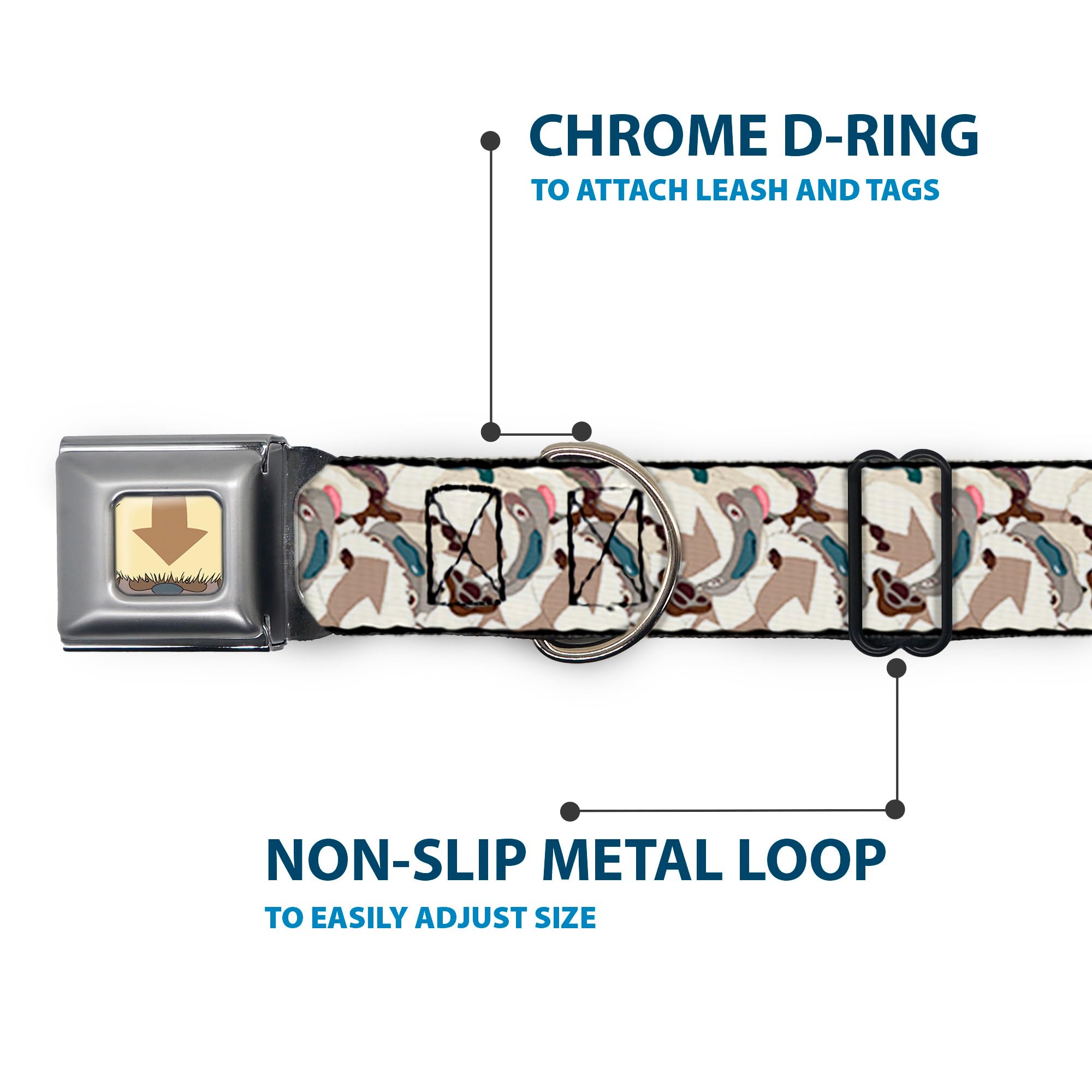Buckle-Down Dog Collar Seatbelt Buckle Avatar The Last Airbender Appa Pose Stacked 20 To 31 Inches 1.5 Inch Wide (Dc-Sb-Alaj-Wal