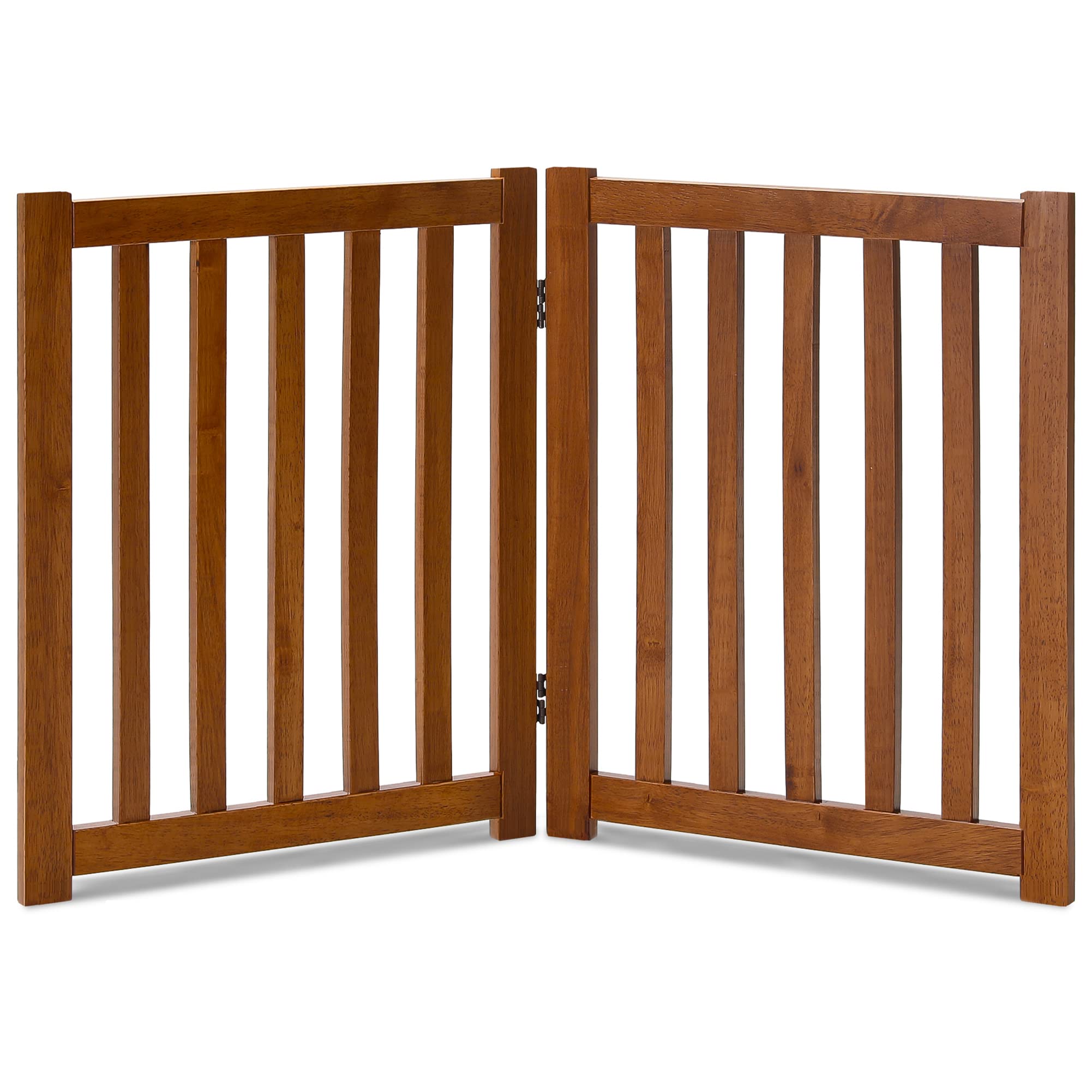Lzrs Solid Hardwood Freestanding Pet Gate,Wooden Dog Gates For Doorways,Nature Wood Dog Gates For The House,Dog Gate For Stairs,Freestanding Indoor Gate Safety Fence,Oak,24' Height-2 Panels
