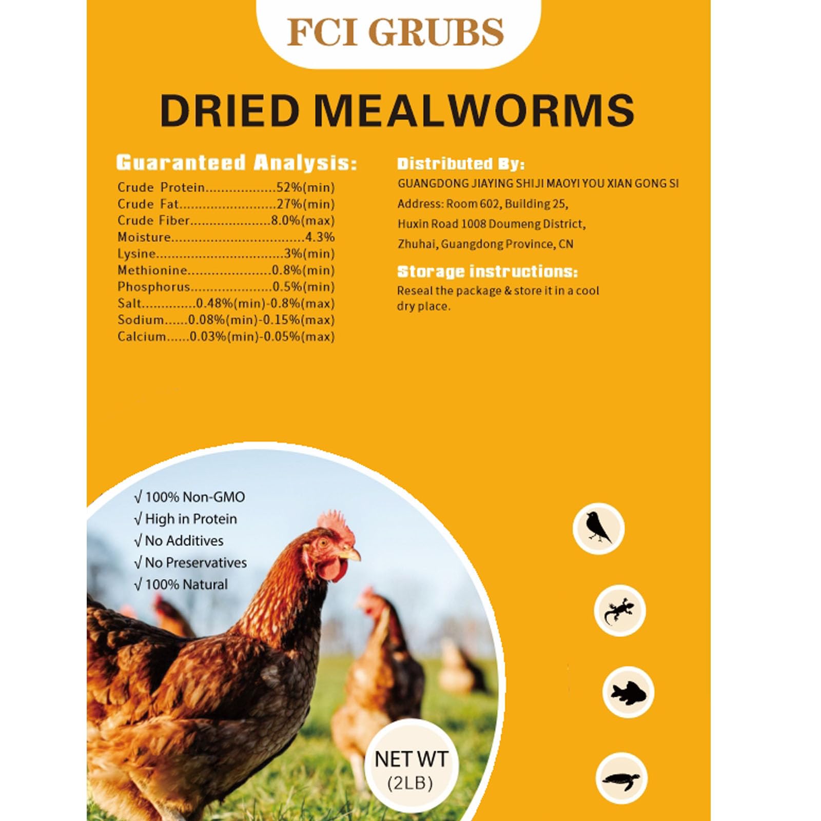FCI GRUBS Dried Mealworms 2LB-High Protein Chicken Feed,More Protein,No Additives,Premium Organic Non-GMO,Rich in Protein Meal W