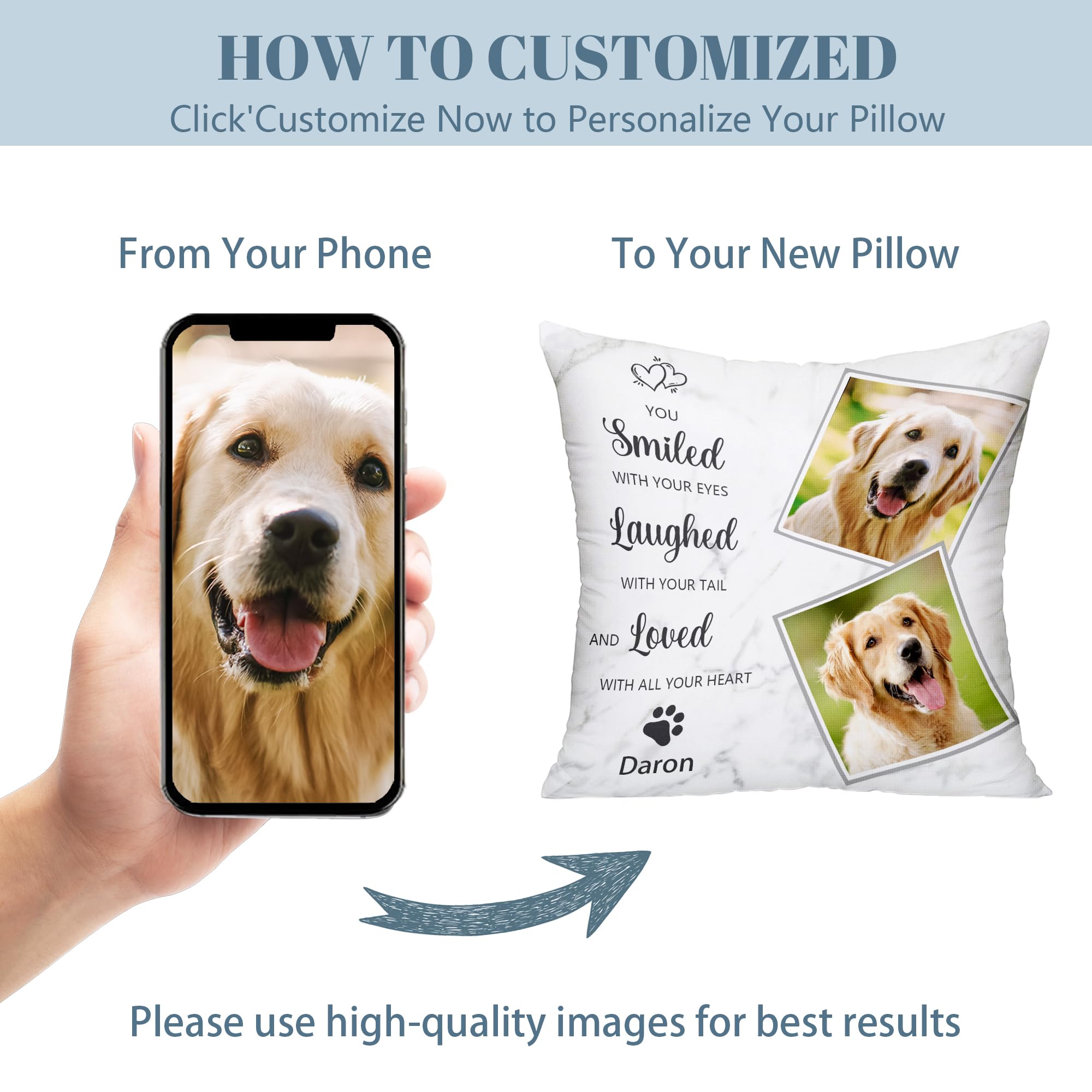 Funny Diy Personalized Dog Memorial Throw Pillows With Pictures Name, Custom Pet Memorial Gifts For Loss Of Dogs, Dog Cat Memori