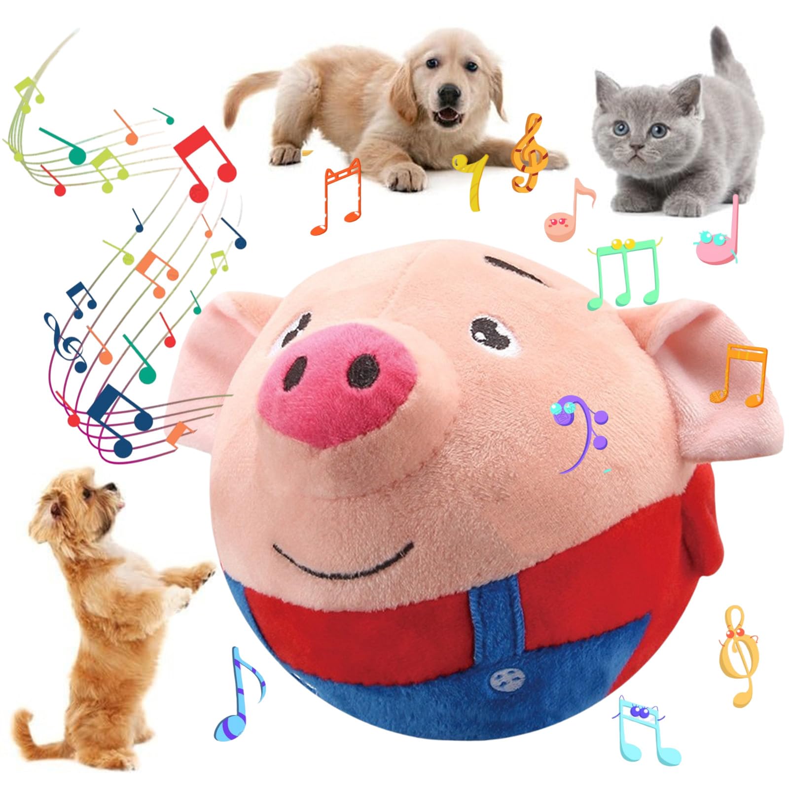 Geojec Interactive Dog Toys,Jumping Squeaky Dog Toys With Recording And Music Modes,Activated Dog Toy Moving Dog Toy For Small/M