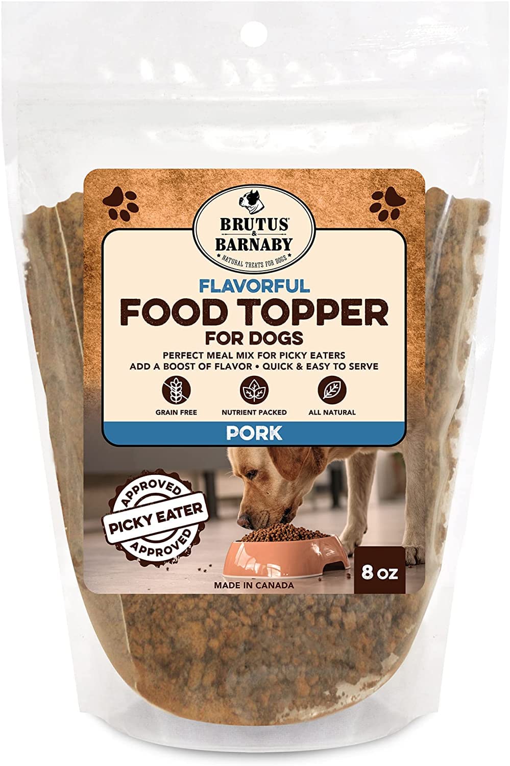 BRUTUS & BARNABY Dog Food Topper - Pork - Enhance Your Dogs Kibble with This Bacon Flavor Packed Mix - Sprinkle On Dog Food Flav