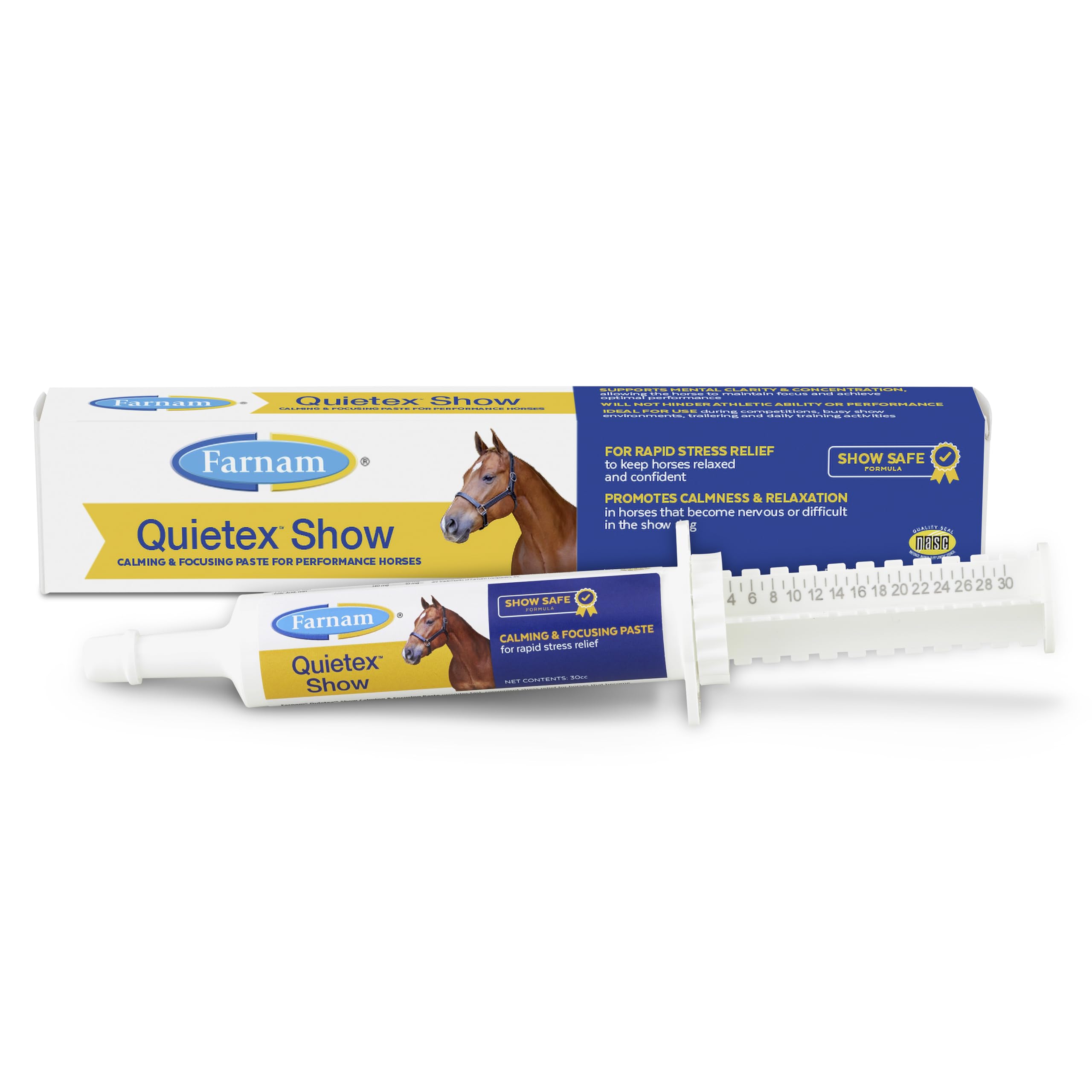 Farnam Quietex Show Calming & Focusing Paste, Helps Keep Horses Calm & Relaxed That Become Nervous in The Show Ring 30 cc