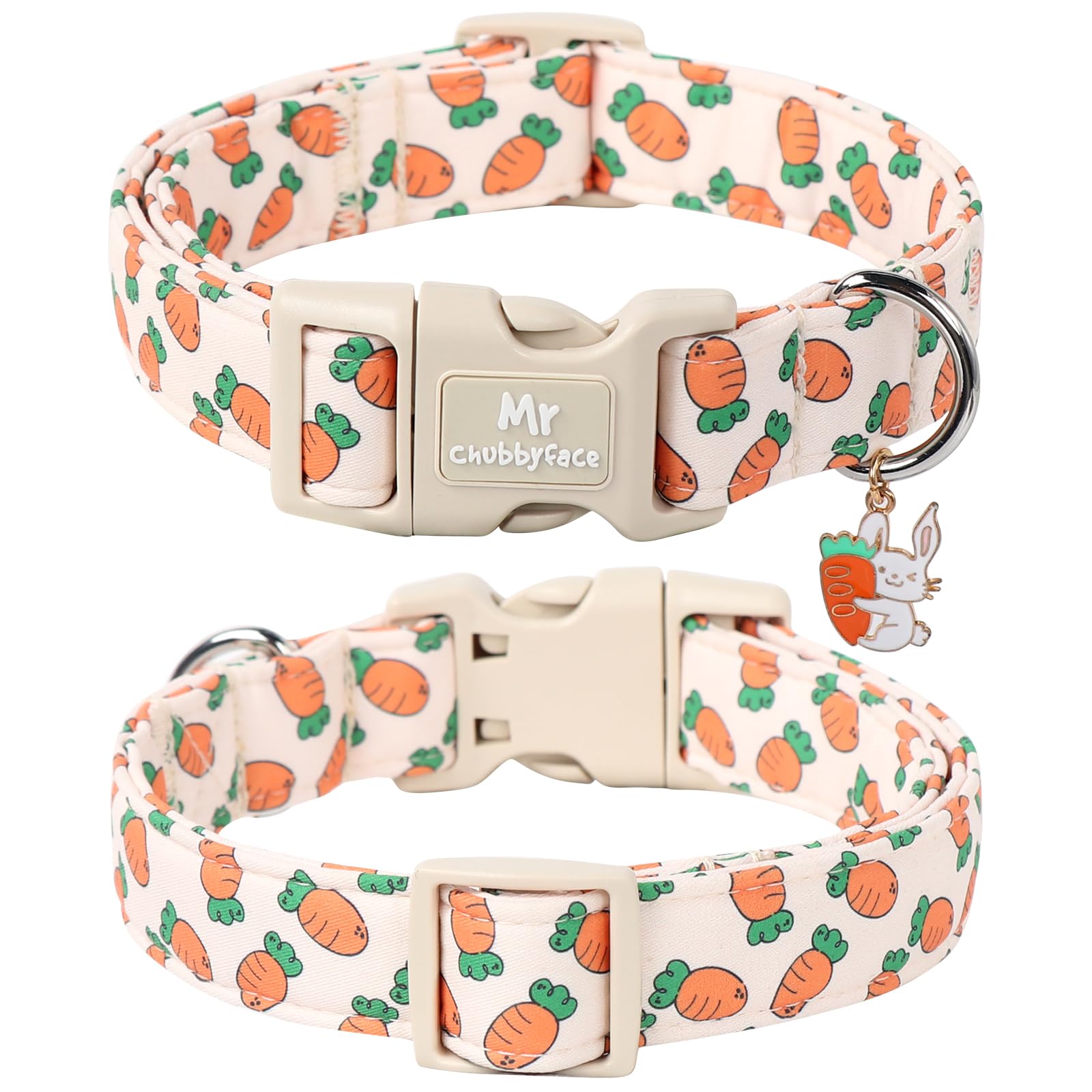 Mr.Chubbyface Easter Dog Collar, Cute Carrot Print Dog Collars,Soft Durable Adjustable Colorful Carrot Pet Collar, Cute Easter C