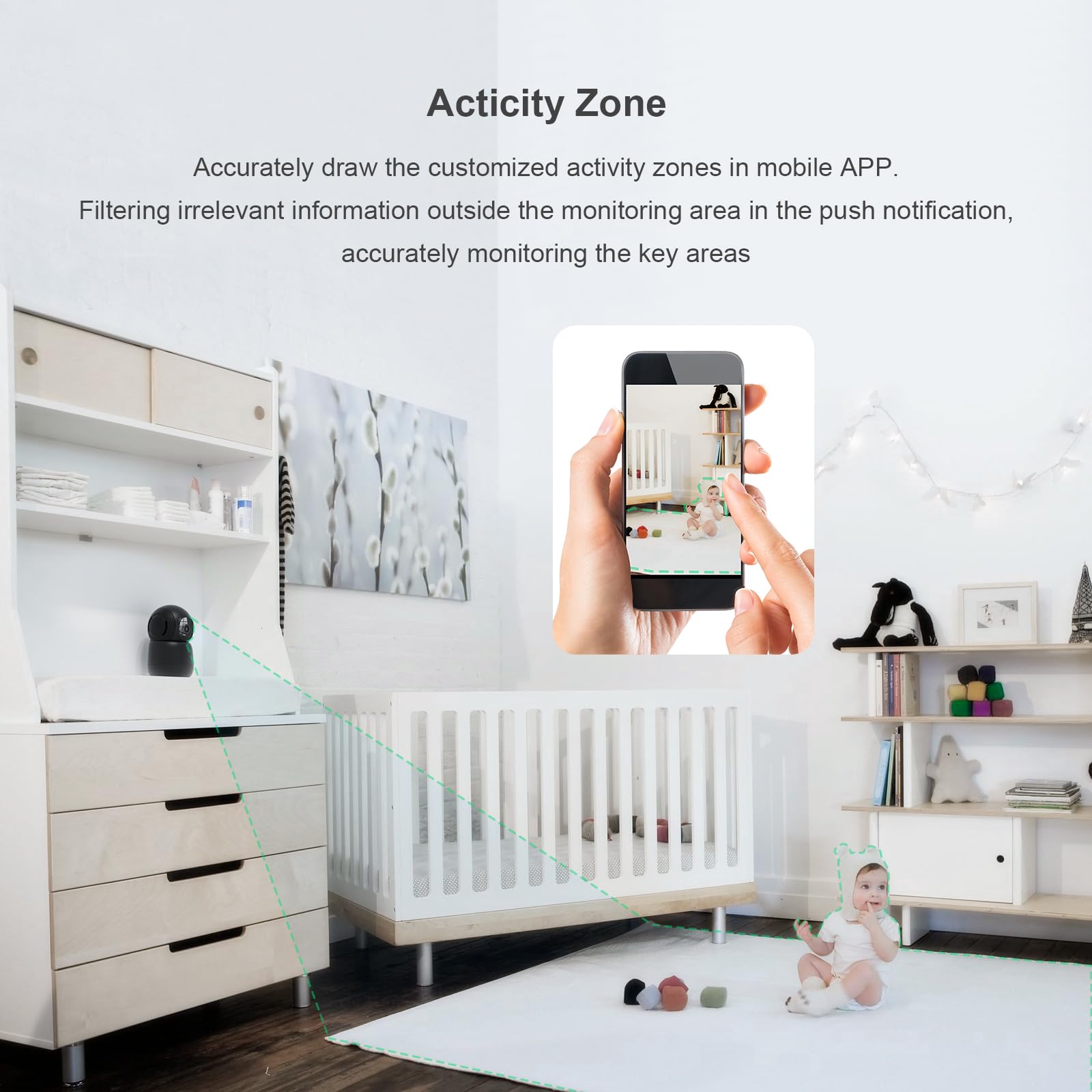 Pet Camera Indoor, Indoor Camera Wireless With 2K 360 Translation 90 Tilt Auto Tracking Motion Detection Night Vision Live Notic