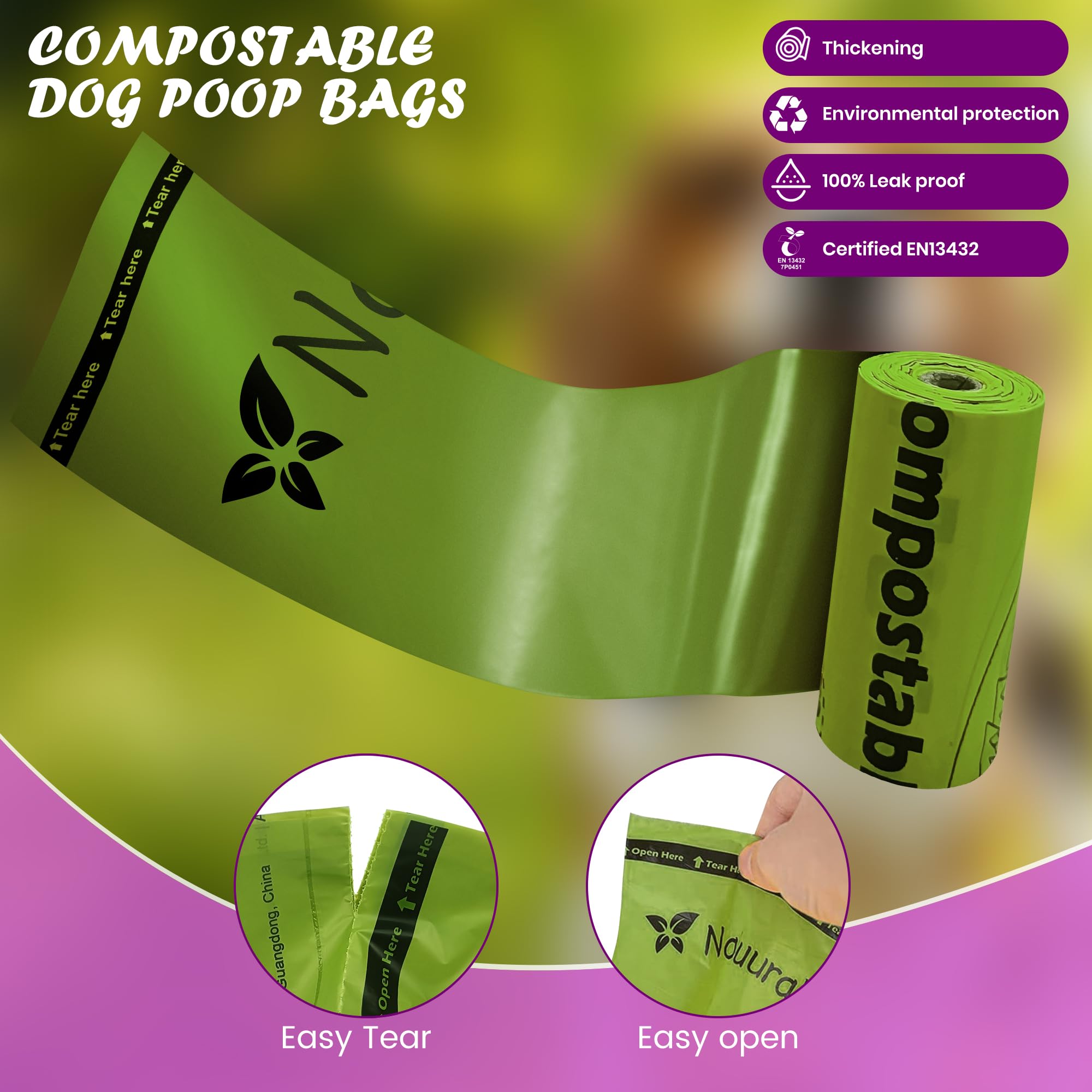 Dog Poop Bag Holder For Leash, Large Opening For Easy Pull Out, Doggy Poo Bag Dispenser Suitable For Any Retractable Leash With