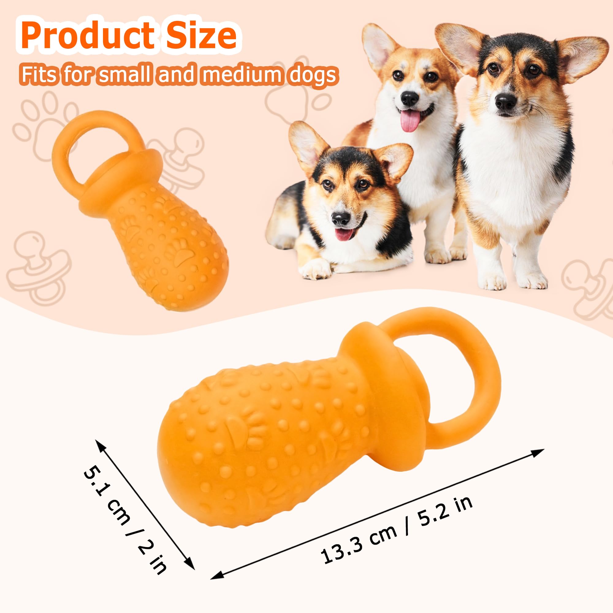 Llspet Latex Chew Dog Toys, Novelty Squeaky Pacifier Dog Toys, 5.2 Durable Pacifier Dog Chew Toys For Small And Medium Dogs(Or