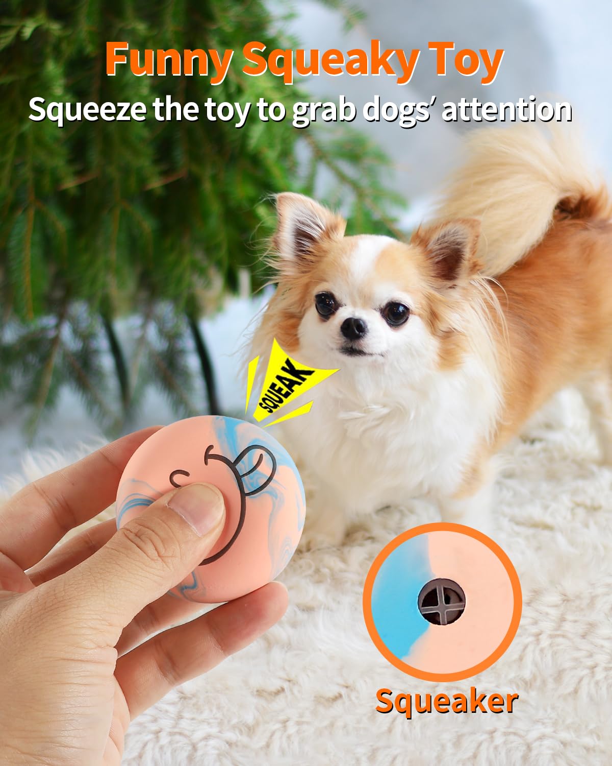 SCHITEC Squeaky Dog Toys - 6 Pack Interactive Latex Rubber Balls for Small Dogs - Multicolor, Soft Fetch Play Balls, Model CW-0118-A