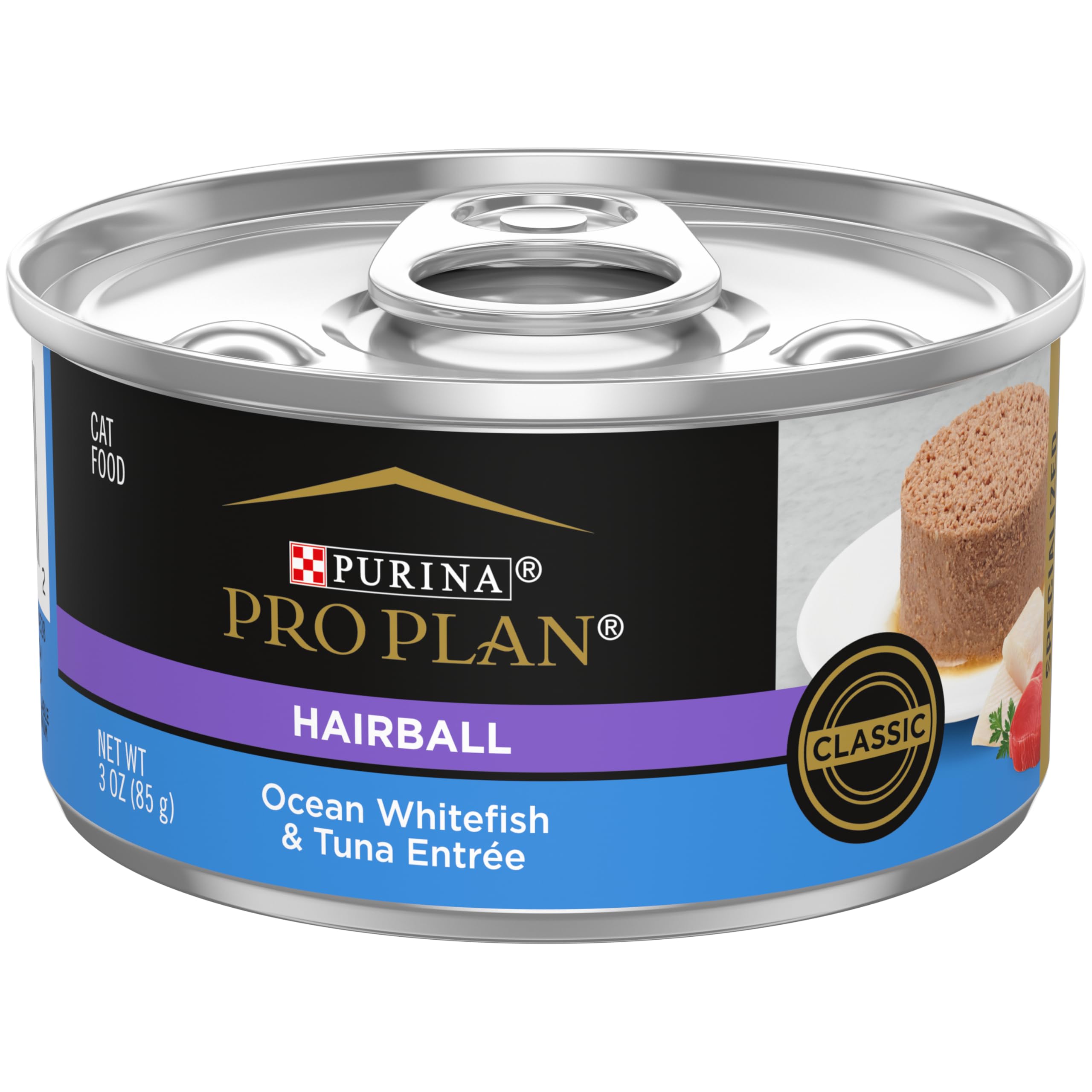Purina Pro Plan Hairball Control Cat Food Wet Pate, Hairball Ocean Whitefish and Tuna Entree - (Pack of 24) 3 oz. Cans