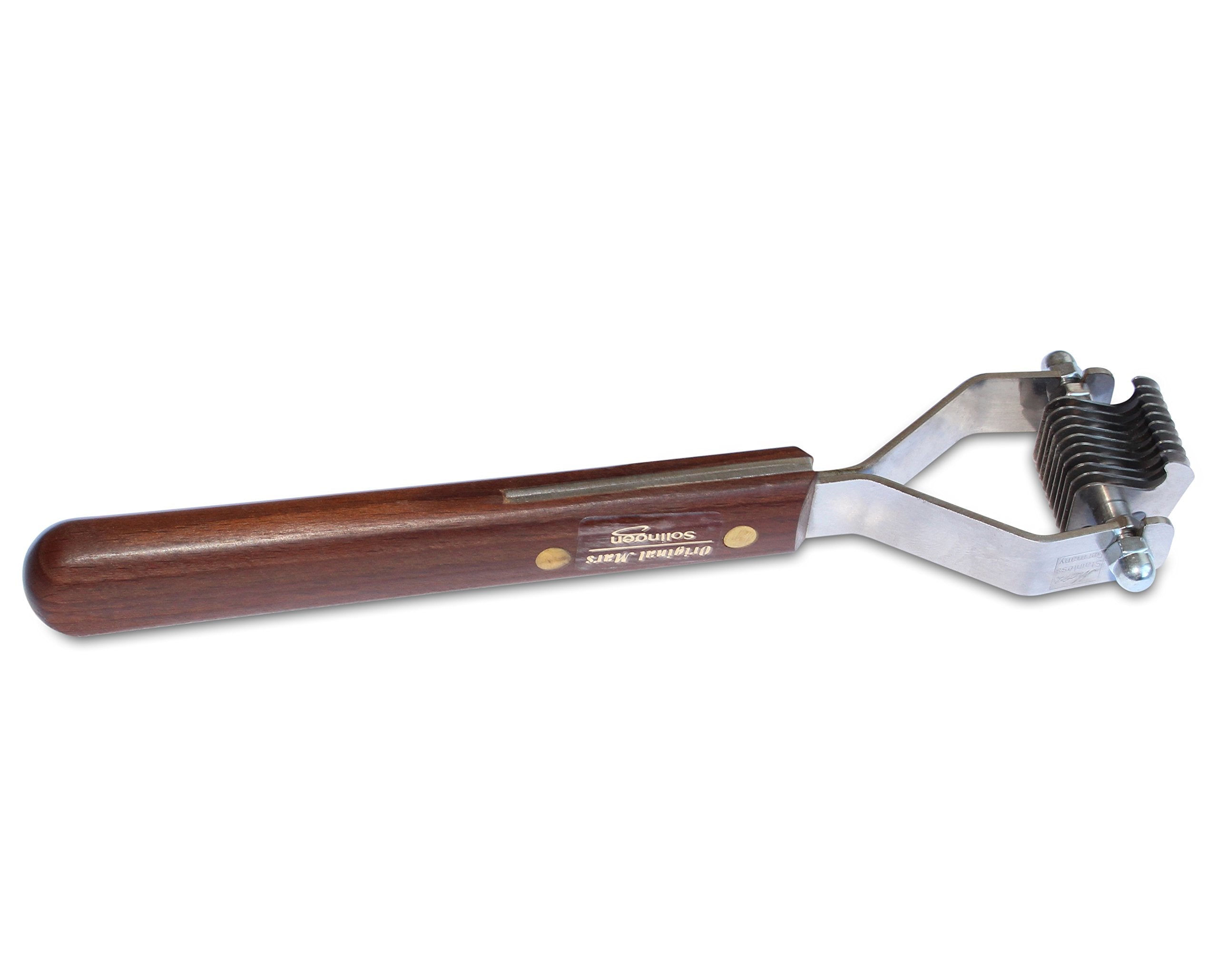 Mars Coat King Mini Dematting Undercoat Grooming Rake Stripper Tool And Detailing Body Work For Dogs And Cats, Stainless Steel With Wooden Handle, Made In Germany, 10-Blade Fine