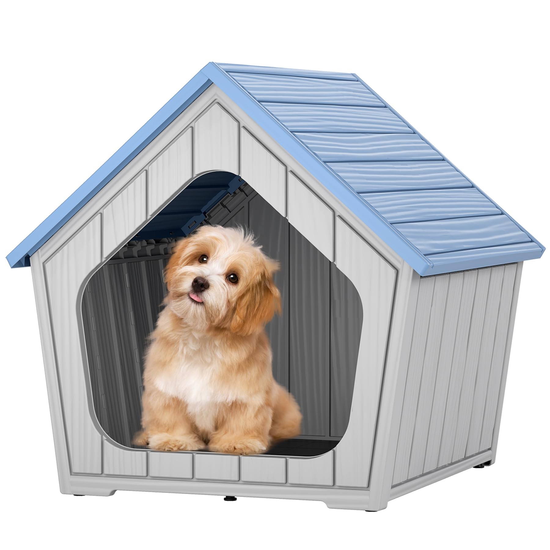 Fancyango Indoor Outdoor Small Dog House - Weatherproof for Small Dogs, Sturdy Pet Kennel Shelter for Indoor Living Room & Outdo