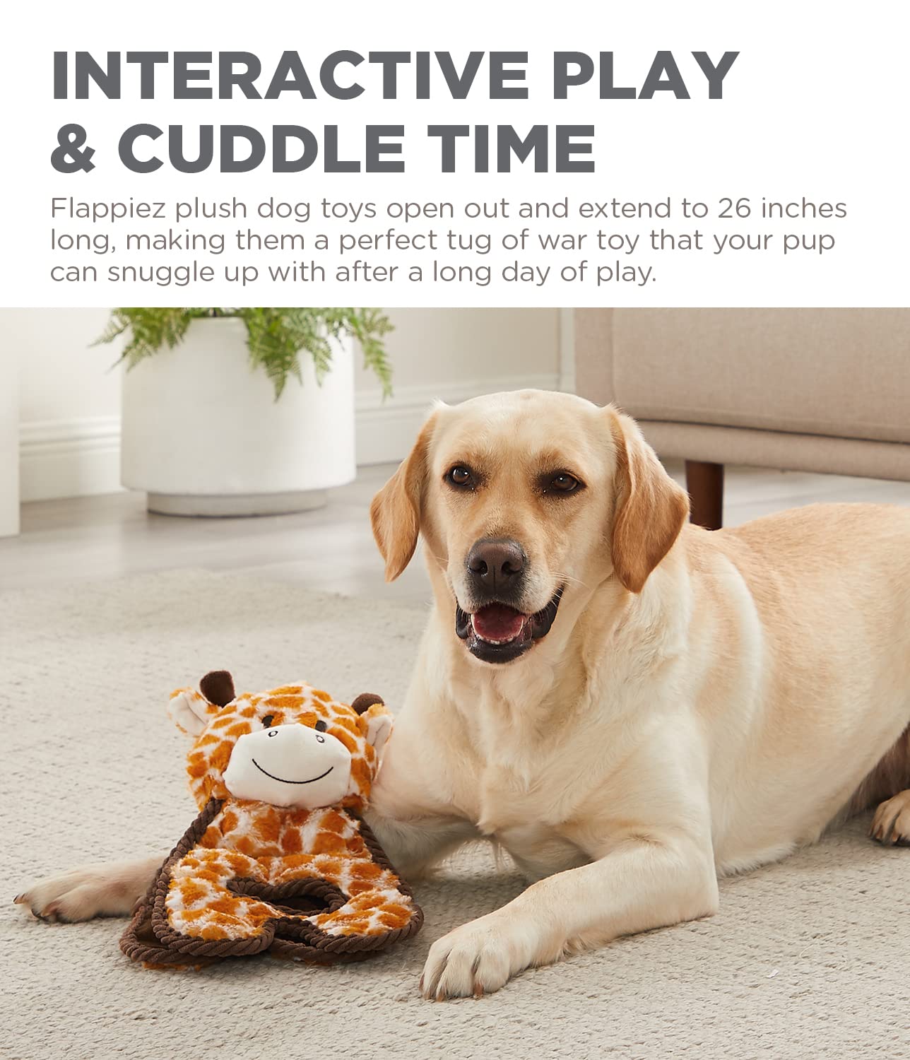 Charming Pet Cuddle Tugs Giraffe Plush Squeaky Dog Toy