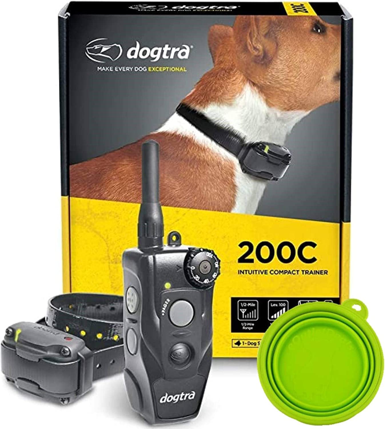 Dogtra E-Collar 200C / 202C Dog Training Collar System With Remote - 1/2 Mile Range, 1-2 Dog System - Rechargeable, Waterproof,