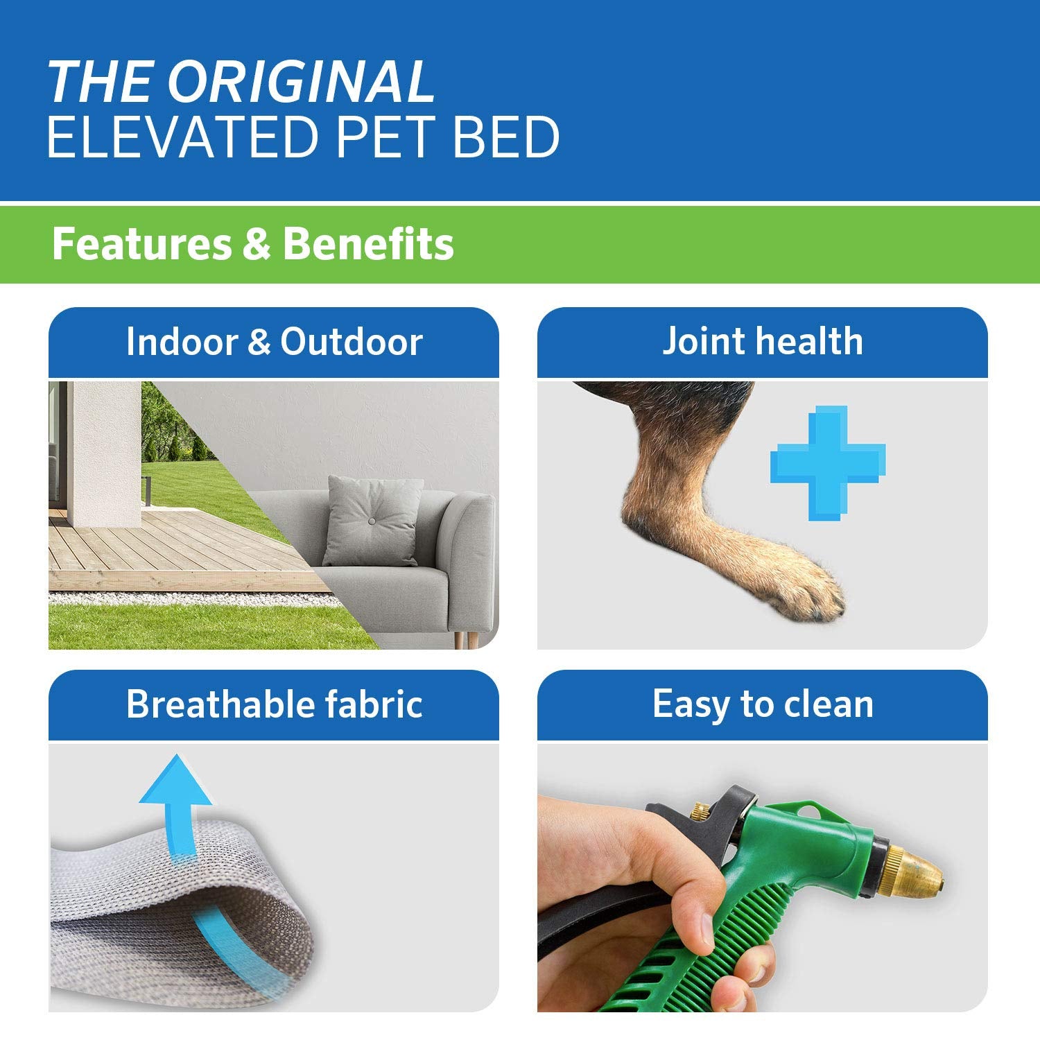Coolaroo The Original Cooling Elevated Pet Bed, Medium, Brunswick Green