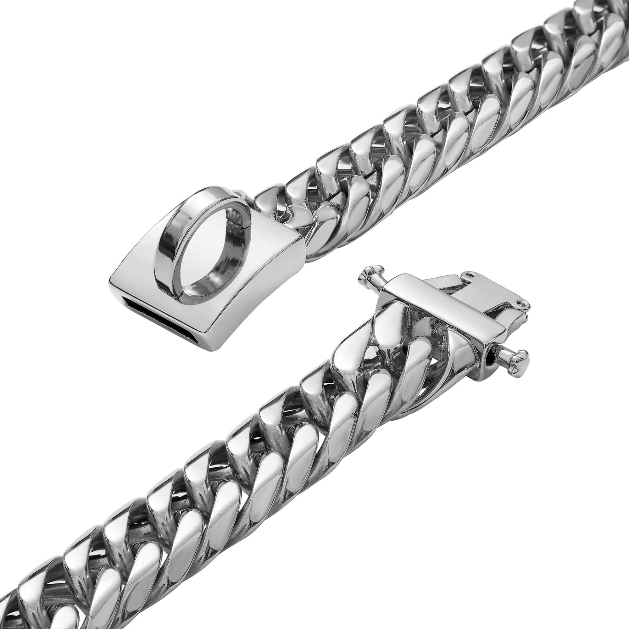 Baobote Gold Chain Dog Collar With Secure Snap Buckle,19Mm Cuban Link Dog Collar,Chew Proof Heavy Duty Pitbull Collar For Medium
