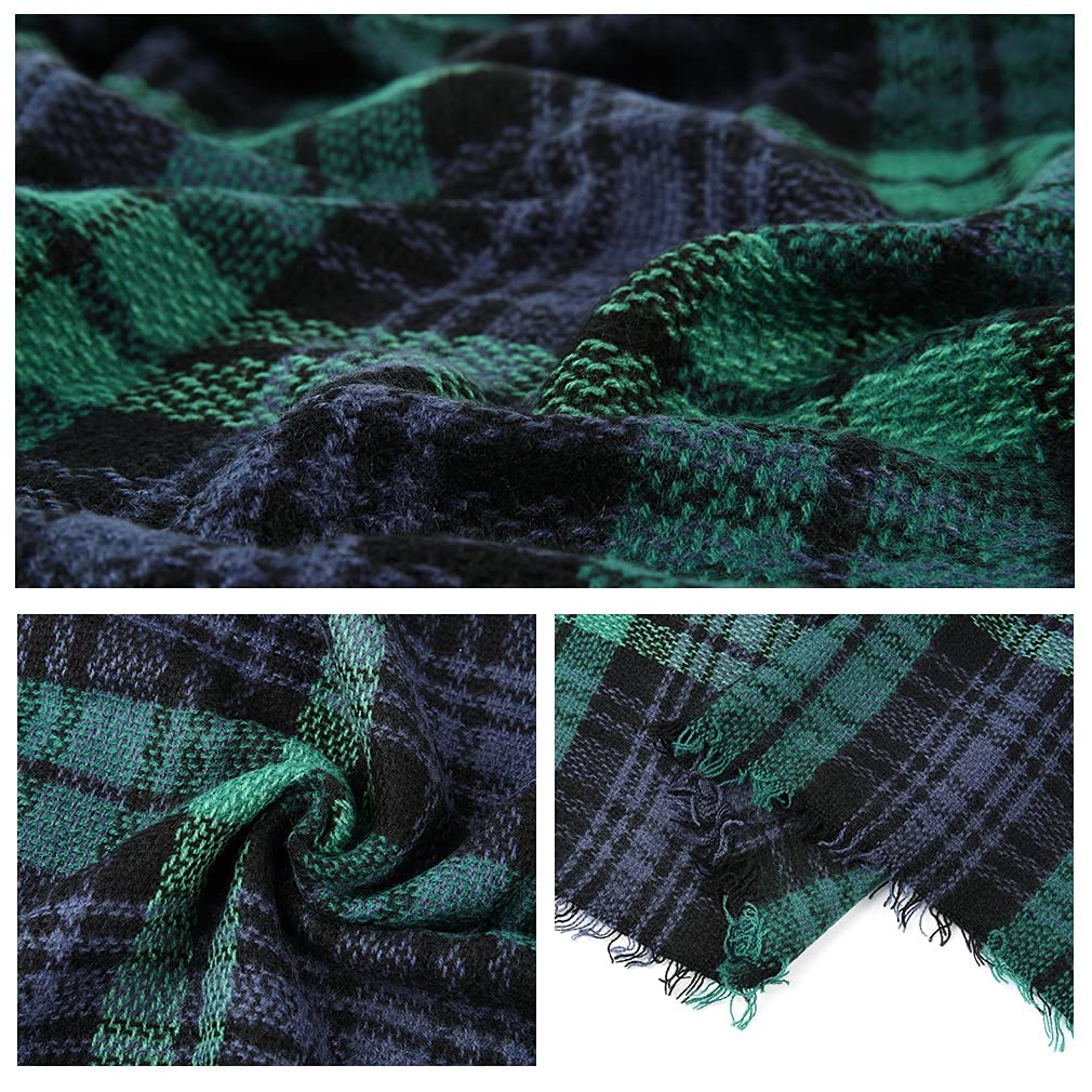 E-Clover Christmas Dog Bandanas Matching Owner Scarf Boy Plaid Dog Bandana Bibs With Tartan Scarves Shawl For Medium Large Dogs Mom Outfit Green