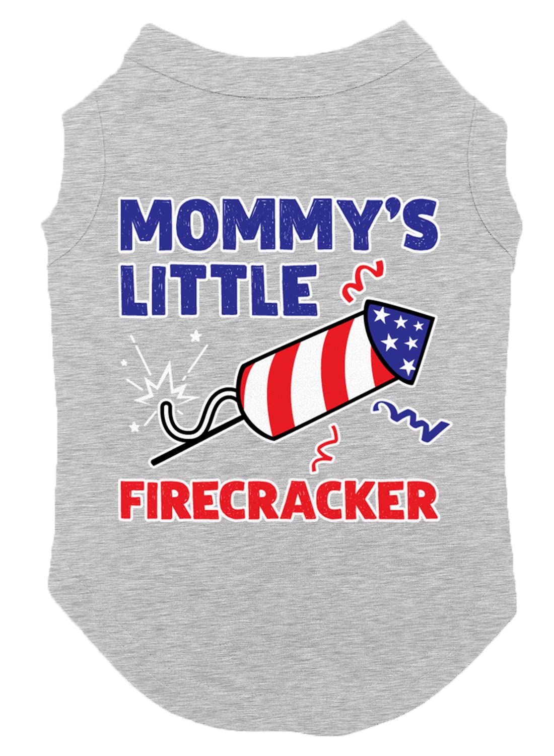 Mommy'S Little Firecracker - Usa Independence Day 4Th Of July Dog Shirt (Light Gray, Large)
