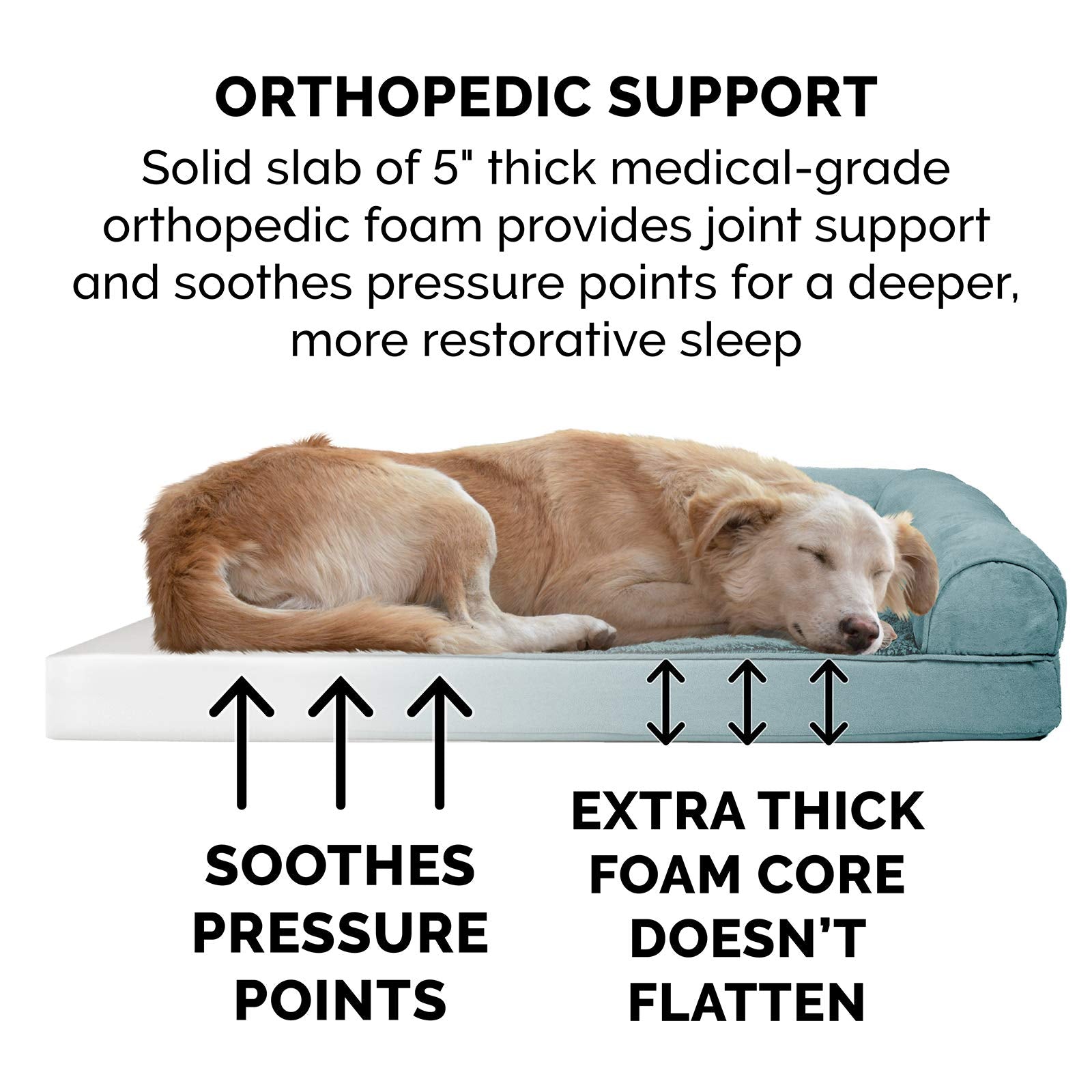 Furhaven Orthopedic Dog Bed For Large Dogs W/ Removable Bolsters & Washable Cover, For Dogs Up To 125 Lbs - Plush & Suede Sofa - Deep Pool, Jumbo Plus/Xxl